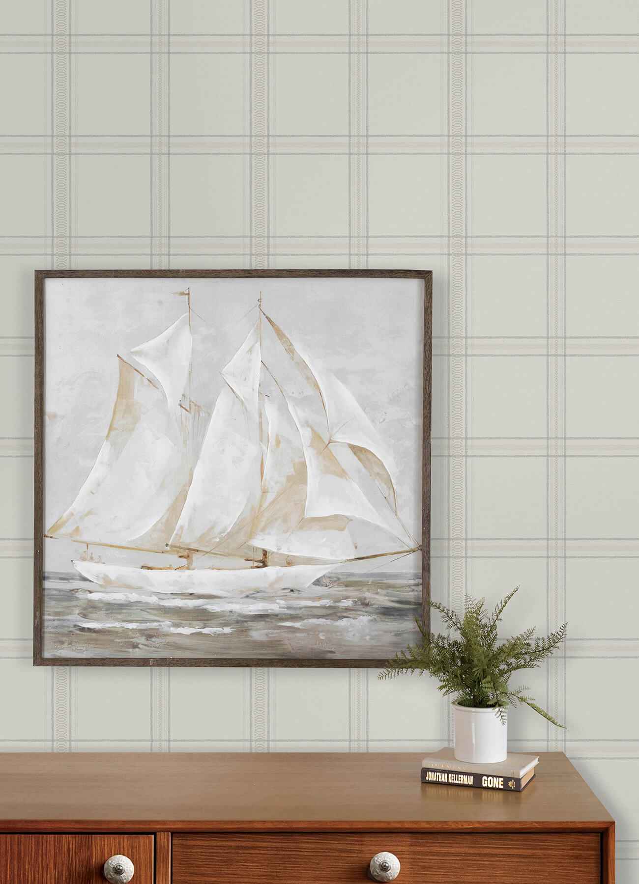 Auberge White Plaid Wallpaper - York Wallcoverings - 4192-27606 - York Wallcoverings Wallpaper