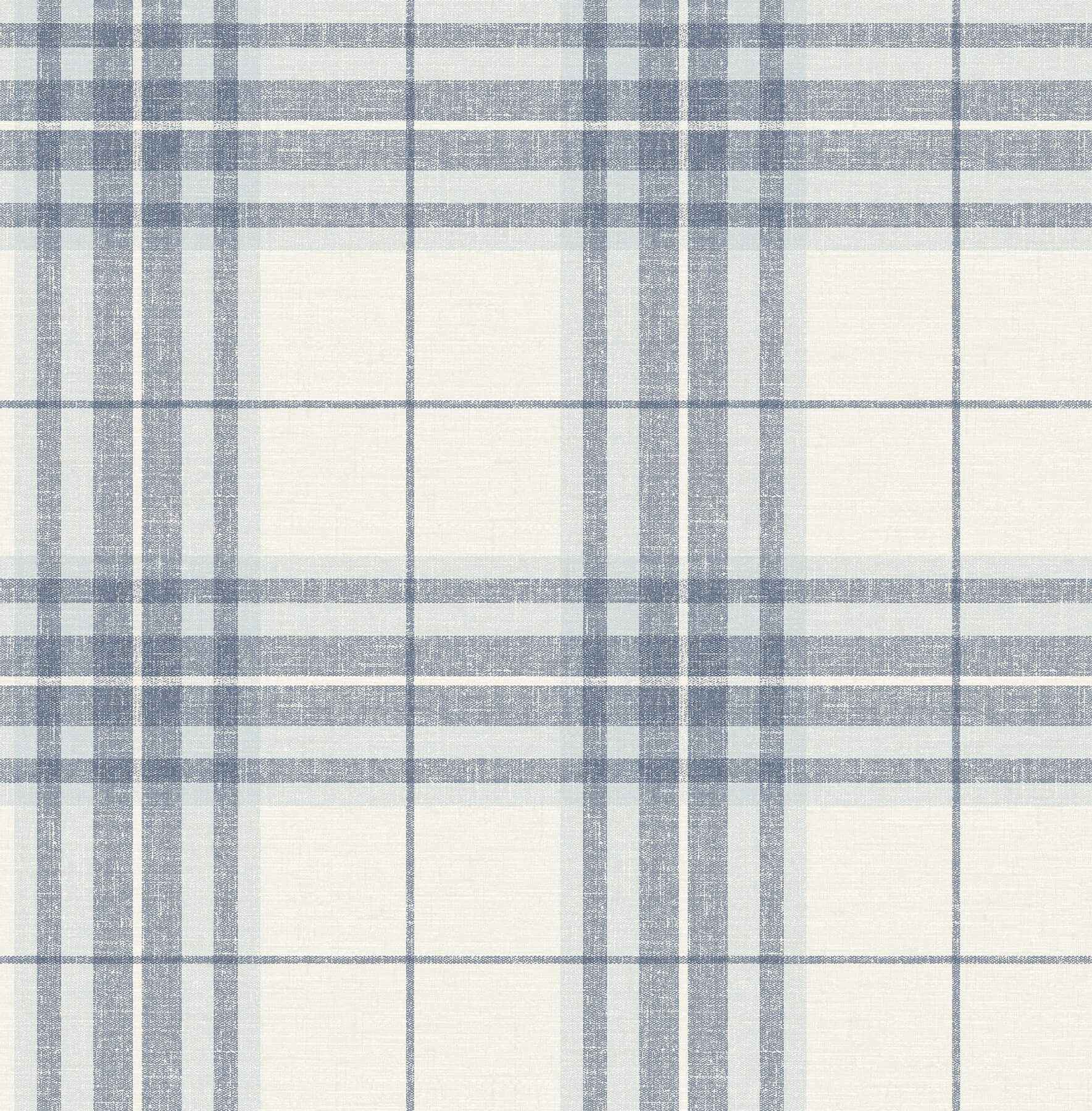 Cabin Check Blue Plaid Wallpaper - York Wallcoverings - 4192-27692 - York Wallcoverings Wallpaper
