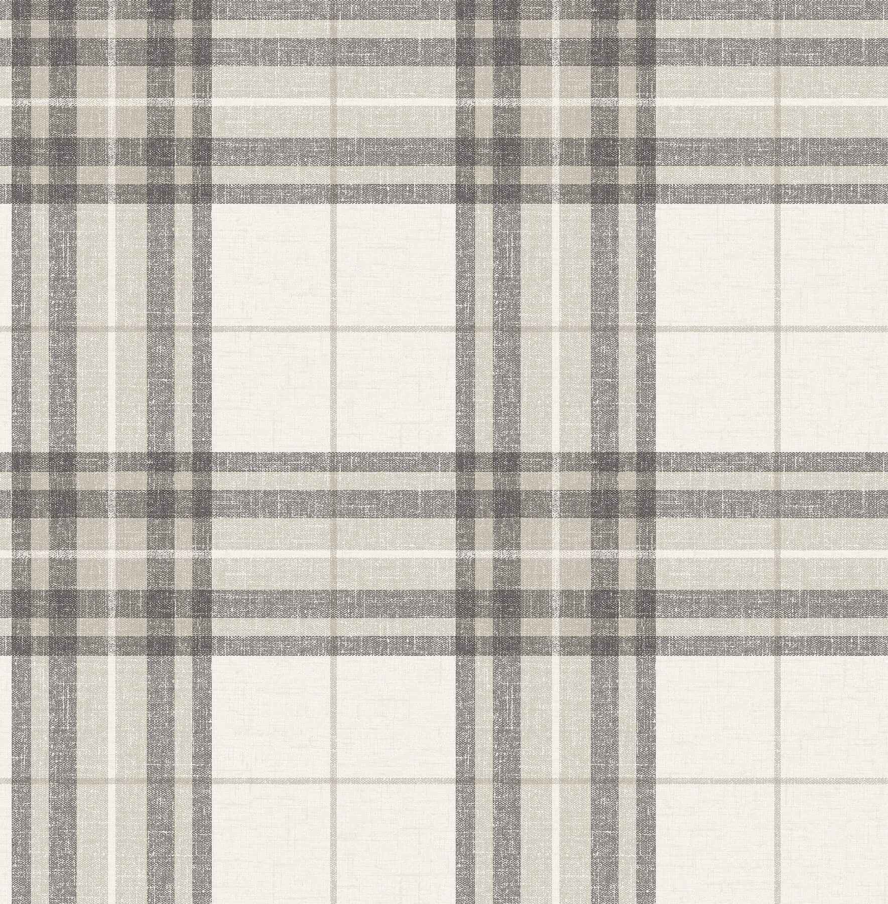 Cabin Check Charcoal Plaid Wallpaper - York Wallcoverings - 4192-27694