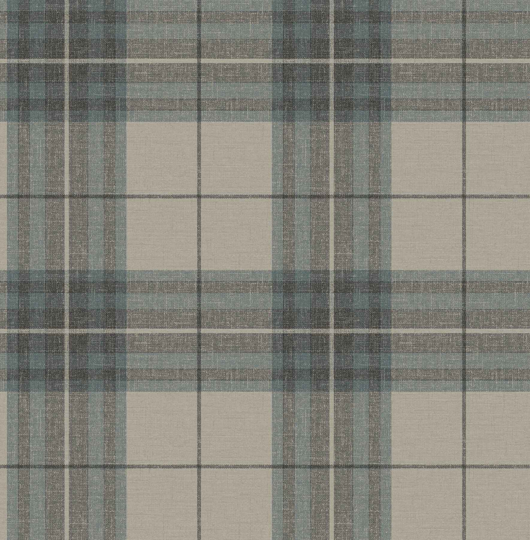 Cabin Check Teal Plaid Wallpaper - York Wallcoverings - 4192-27695 - York Wallcoverings Wallpaper