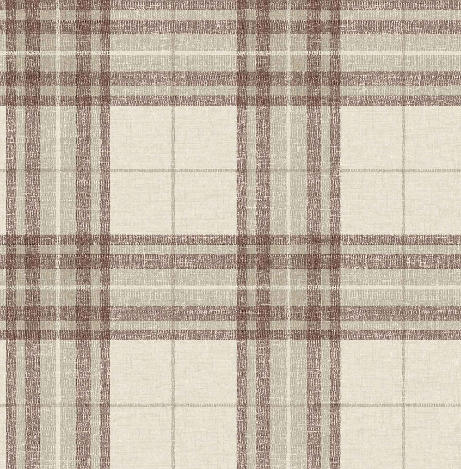 Cabin Check Rust Plaid Wallpaper - York Wallcoverings - 4192-27696 - York Wallcoverings Wallpaper