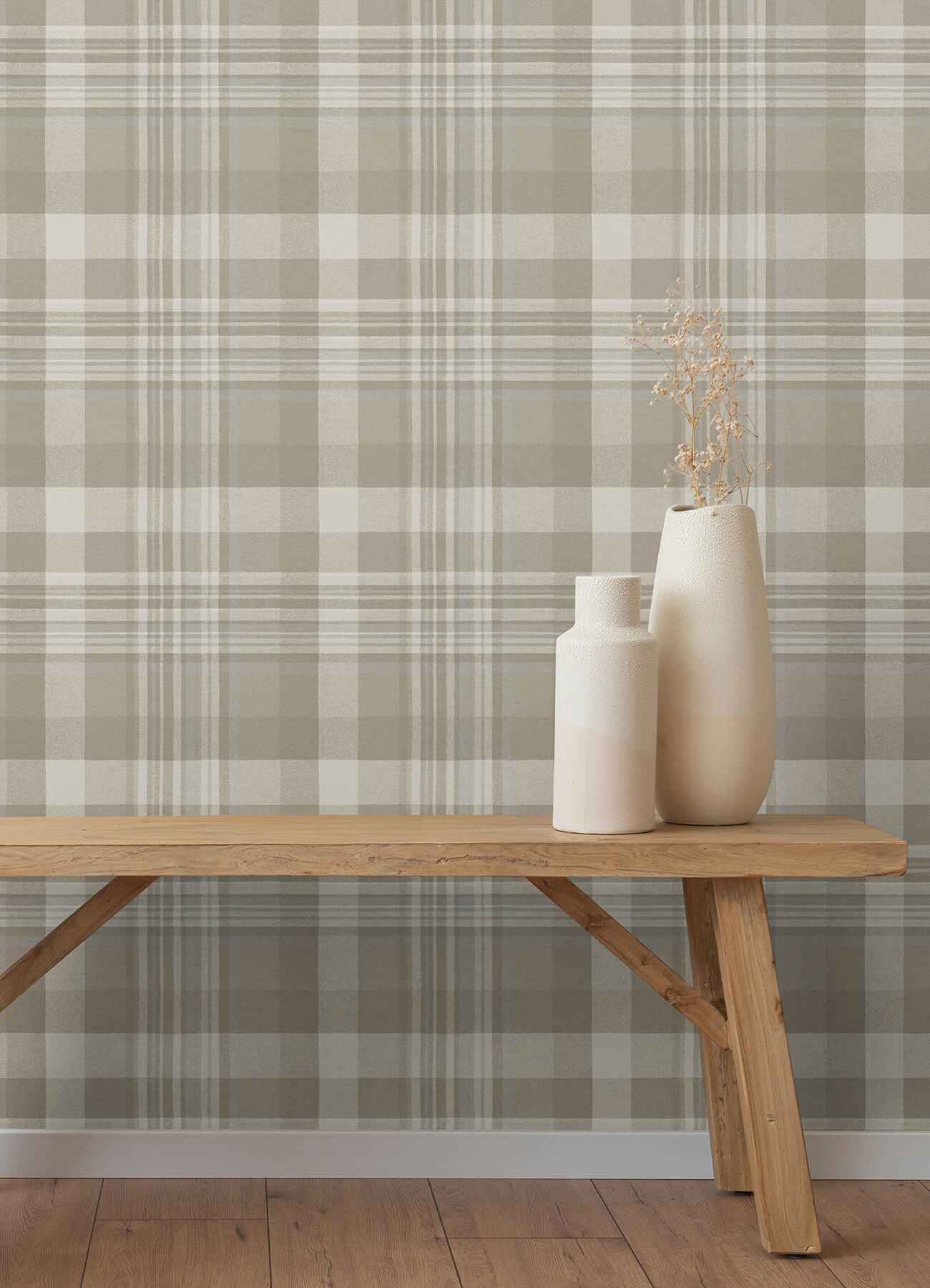 Dutton Plaid Light Brown Flannel Wallpaper - York Wallcoverings - 4192-72633 - York Wallcoverings Wallpaper