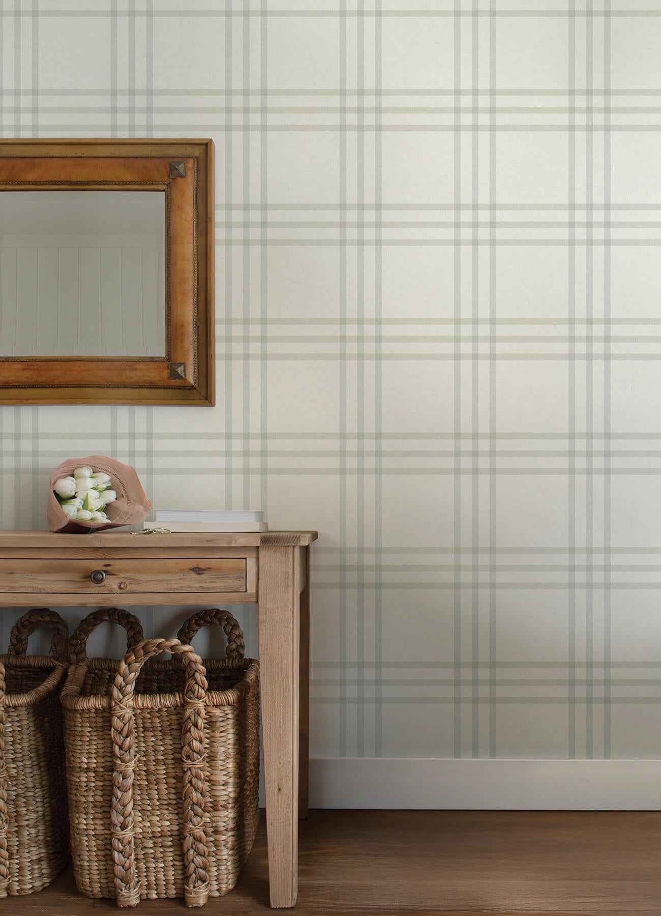 Fletcher Aqua Plaid Wallpaper - York Wallcoverings - 4192-83400 - York Wallcoverings Wallpaper