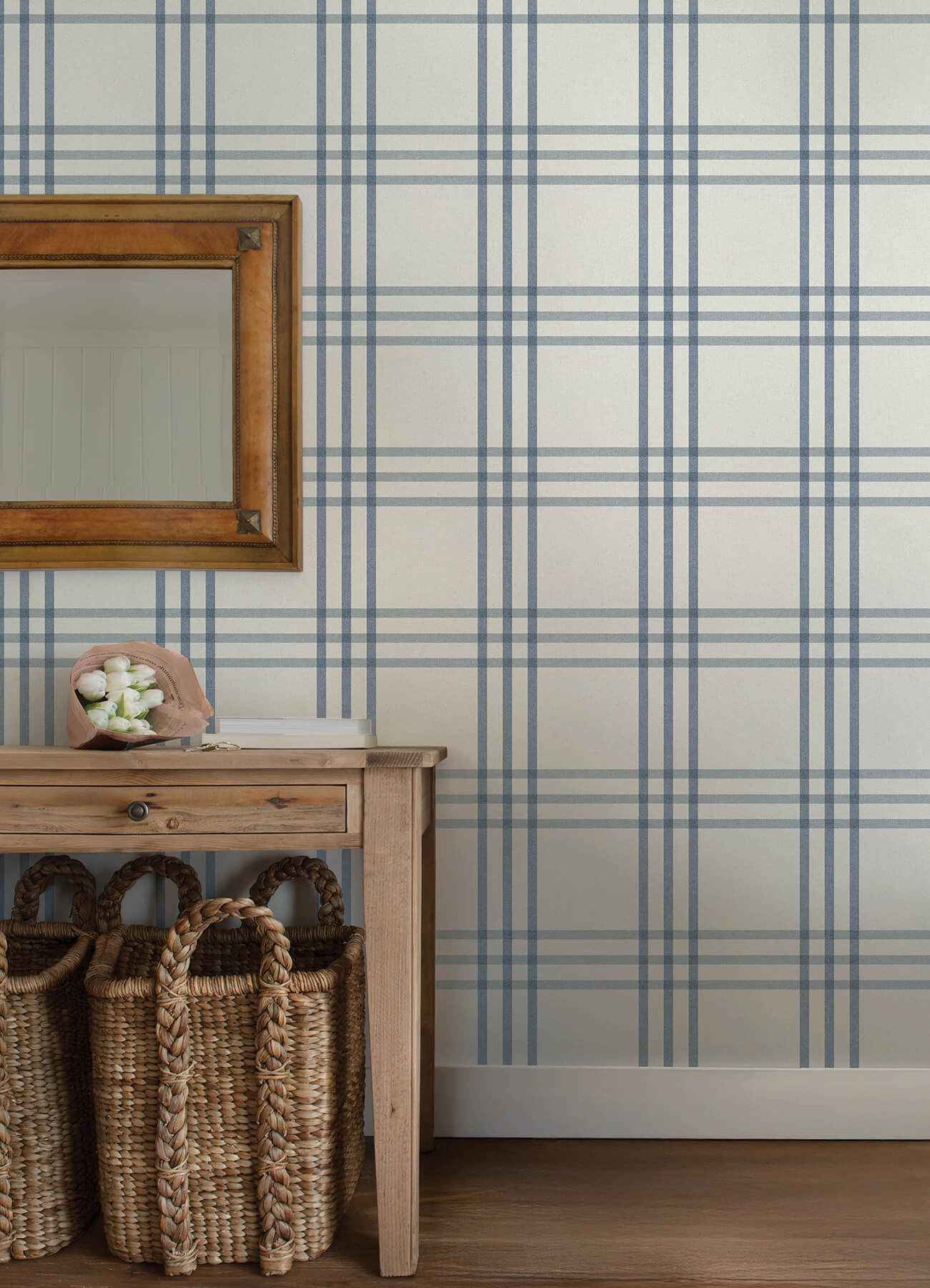 Fletcher Blue Plaid Wallpaper - York Wallcoverings - 4192-83402 - York Wallcoverings Wallpaper