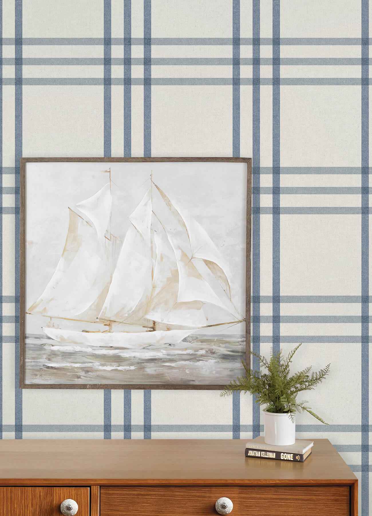 Fletcher Blue Plaid Wallpaper - York Wallcoverings - 4192-83402 - York Wallcoverings Wallpaper