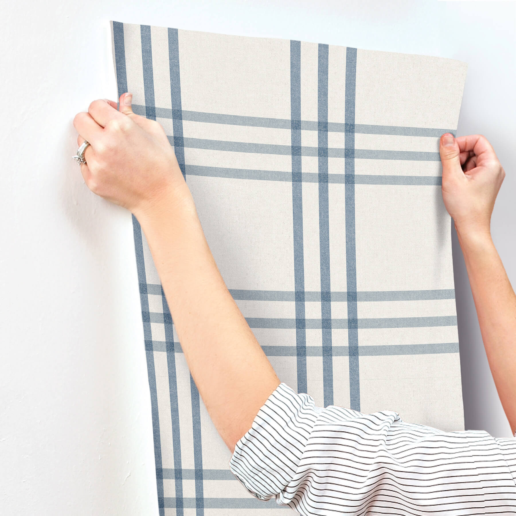 fletcher-blue-plaid-wallpaper-york-wallcoverings-4192-83402 - York Wallcoverings Wallpaper