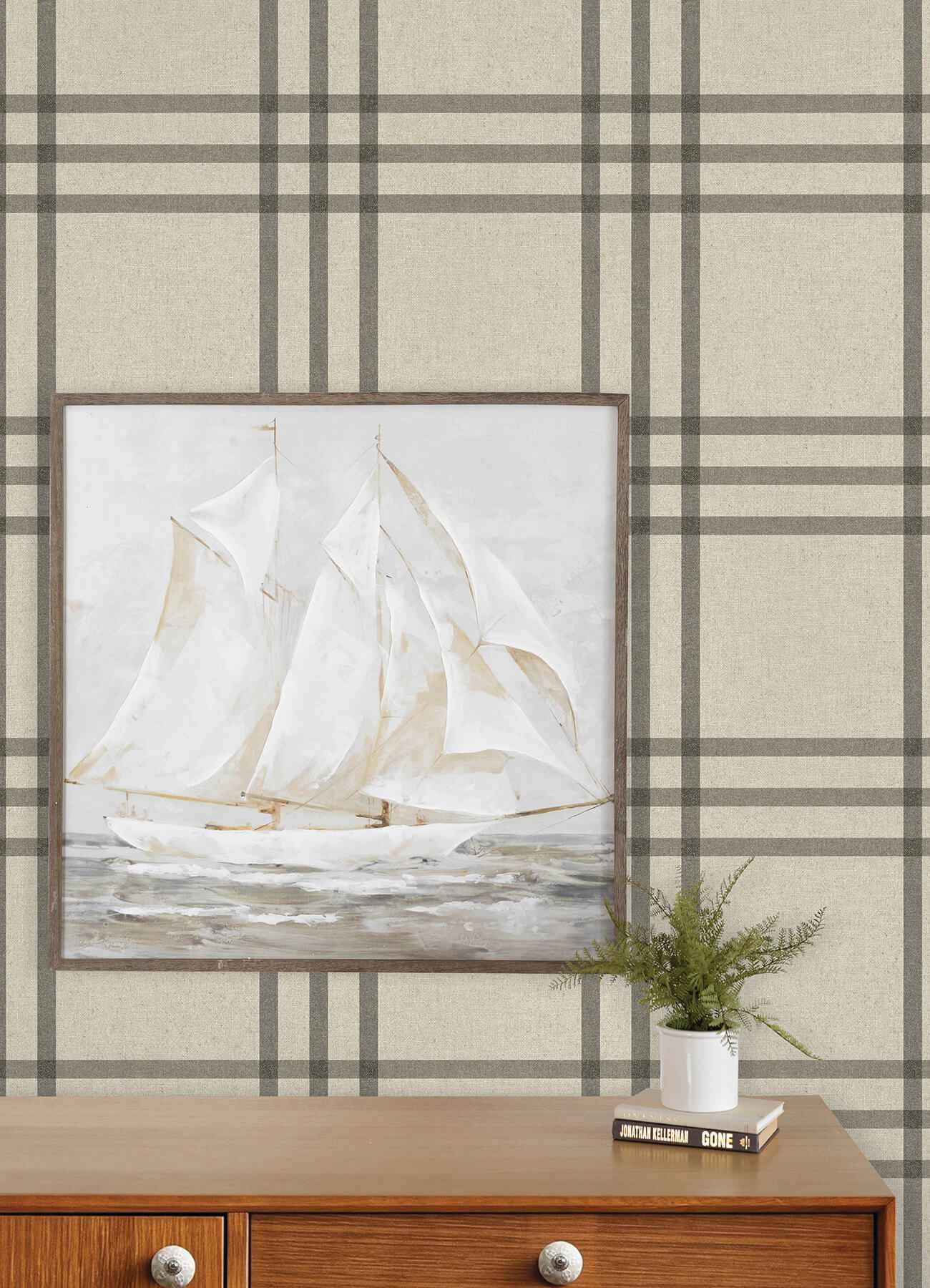 Fletcher Black Plaid Wallpaper - York Wallcoverings - 4192-83403 - York Wallcoverings Wallpaper
