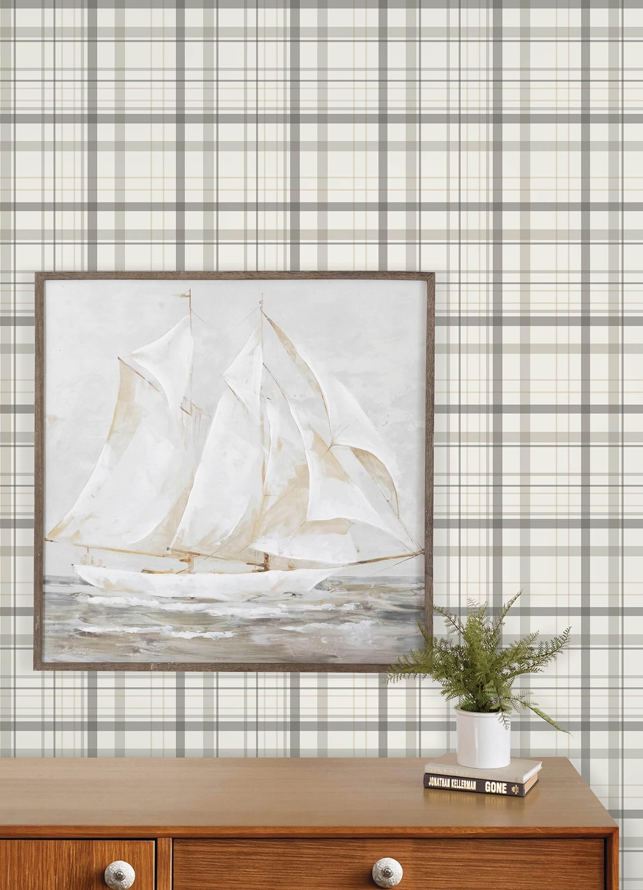 burgess-charcoal-plaid-wallpaper-york-wallcoverings-4192-83409 - York Wallpaper Wallpaper