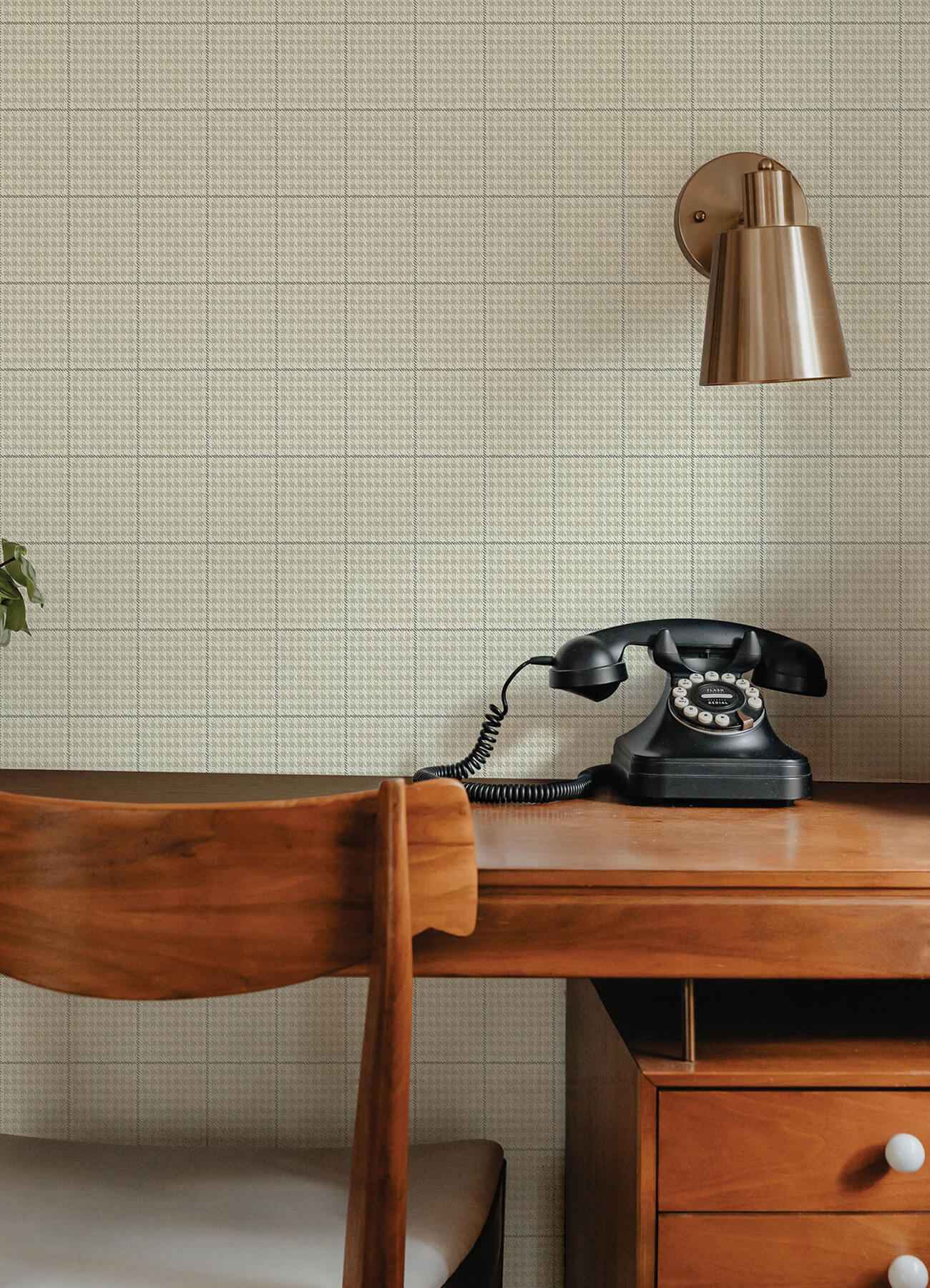 Prescott Taupe Glen Check Wallpaper - York Wallcoverings - 4192-83414 - York Wallcoverings Wallpaper
