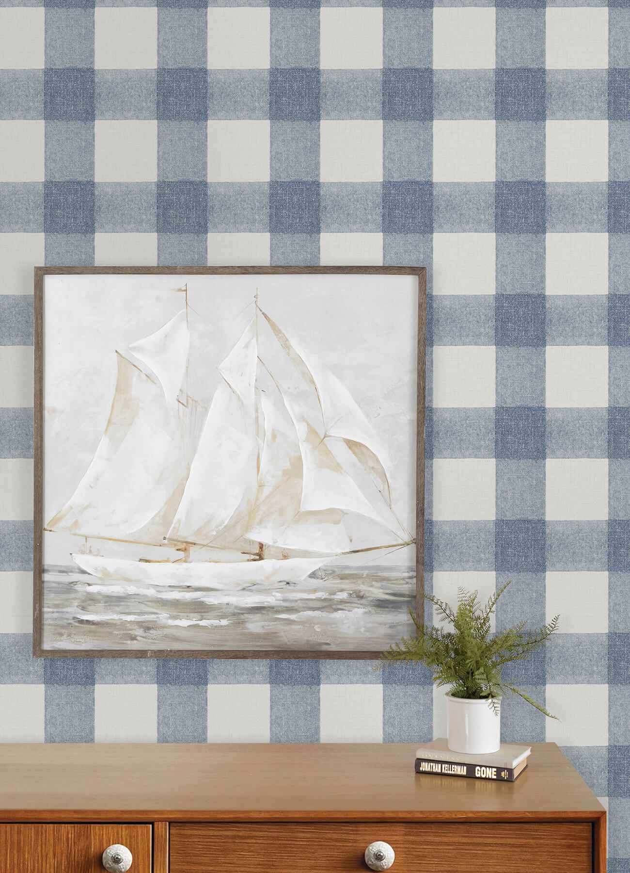Thorpe Blue Plaid Wallpaper - York Wallcoverings - 4192-83420 - York Wallcoverings Wallpaper