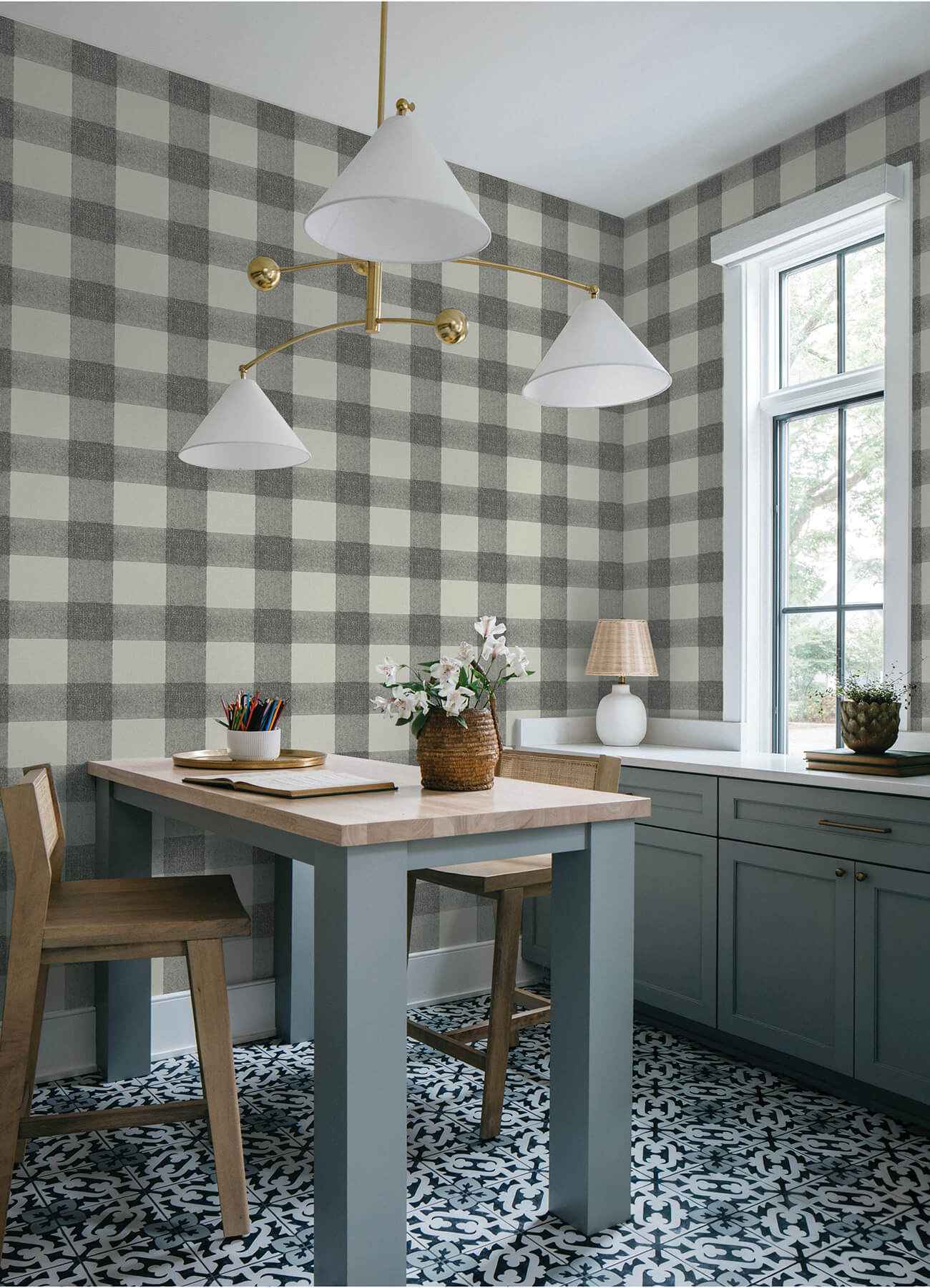 Thorpe Charcoal Plaid Wallpaper - York Wallcoverings - 4192-83421 - York Wallcoverings Wallpaper
