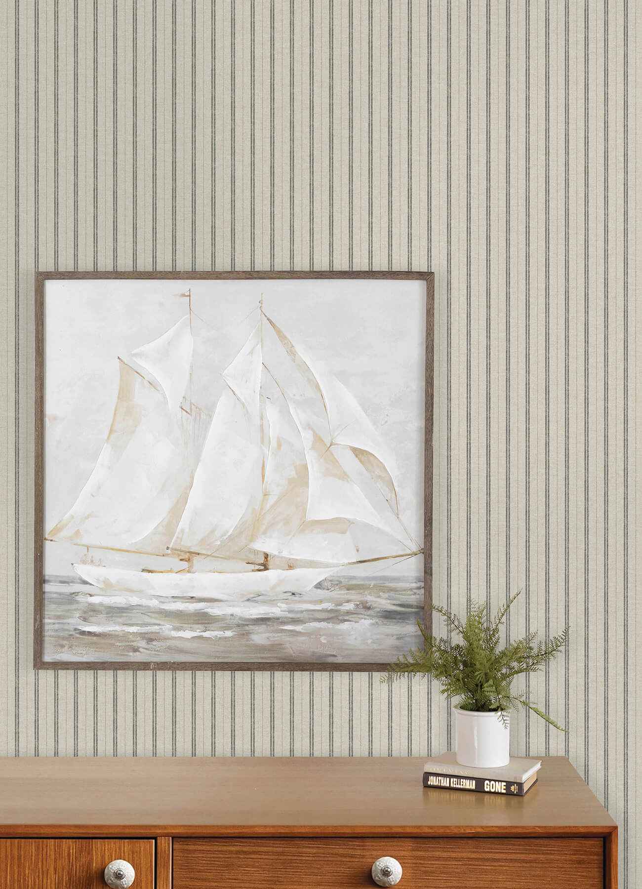 Harville Black Double Stripe Wallpaper - York Wallcoverings - 4192-83429 - York Wallcoverings Wallpaper