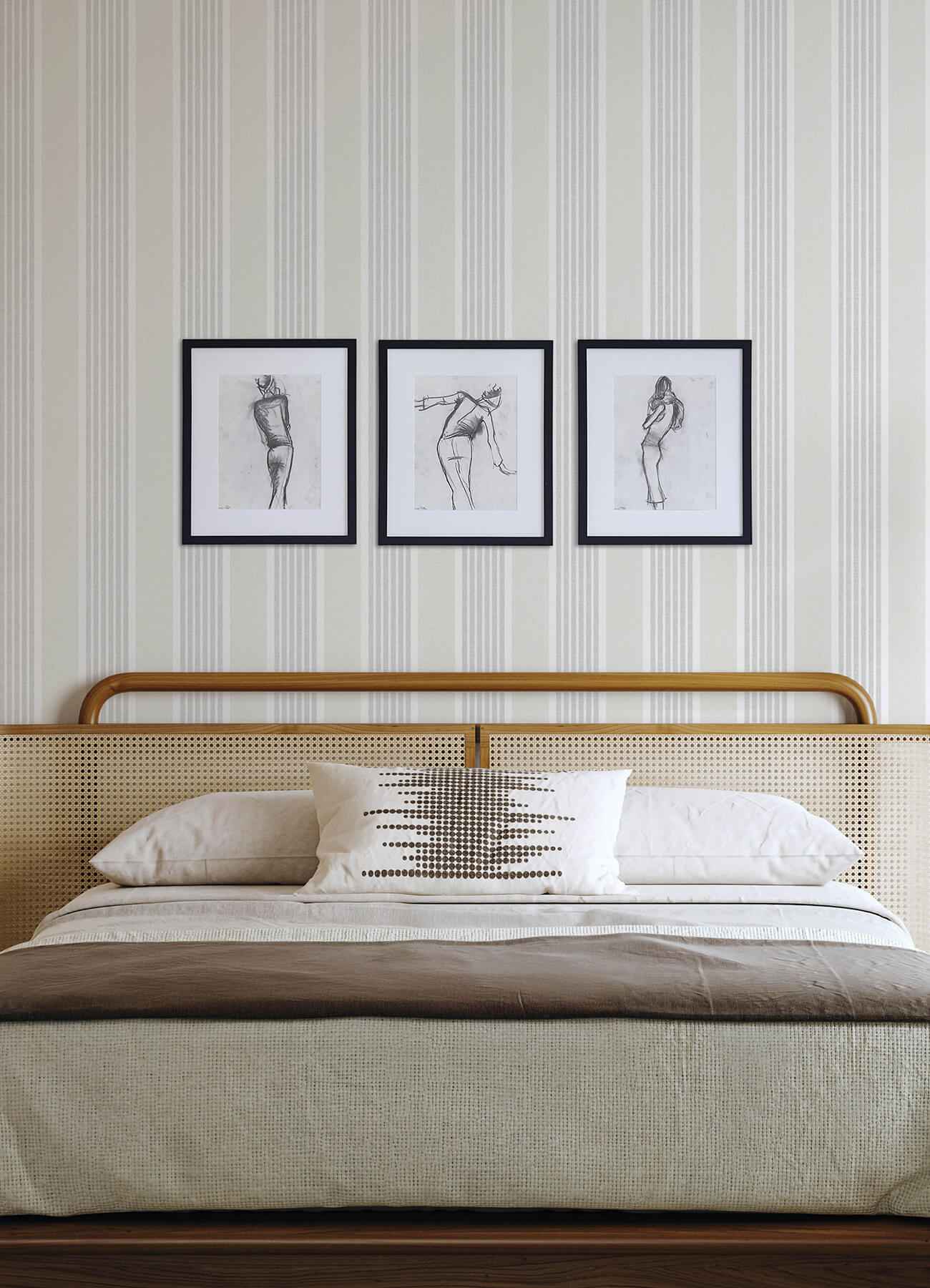 Bingley Light Grey Embellished Stripe Wallpaper - York Wallcoverings - 4192-83434 - York Wallcoverings Wallpaper