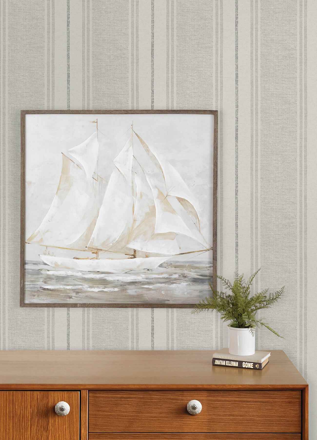 Maddox Grey Flannel Stripe Wallpaper - York Wallcoverings - 4192-83441 - York Wallcoverings Wallpaper