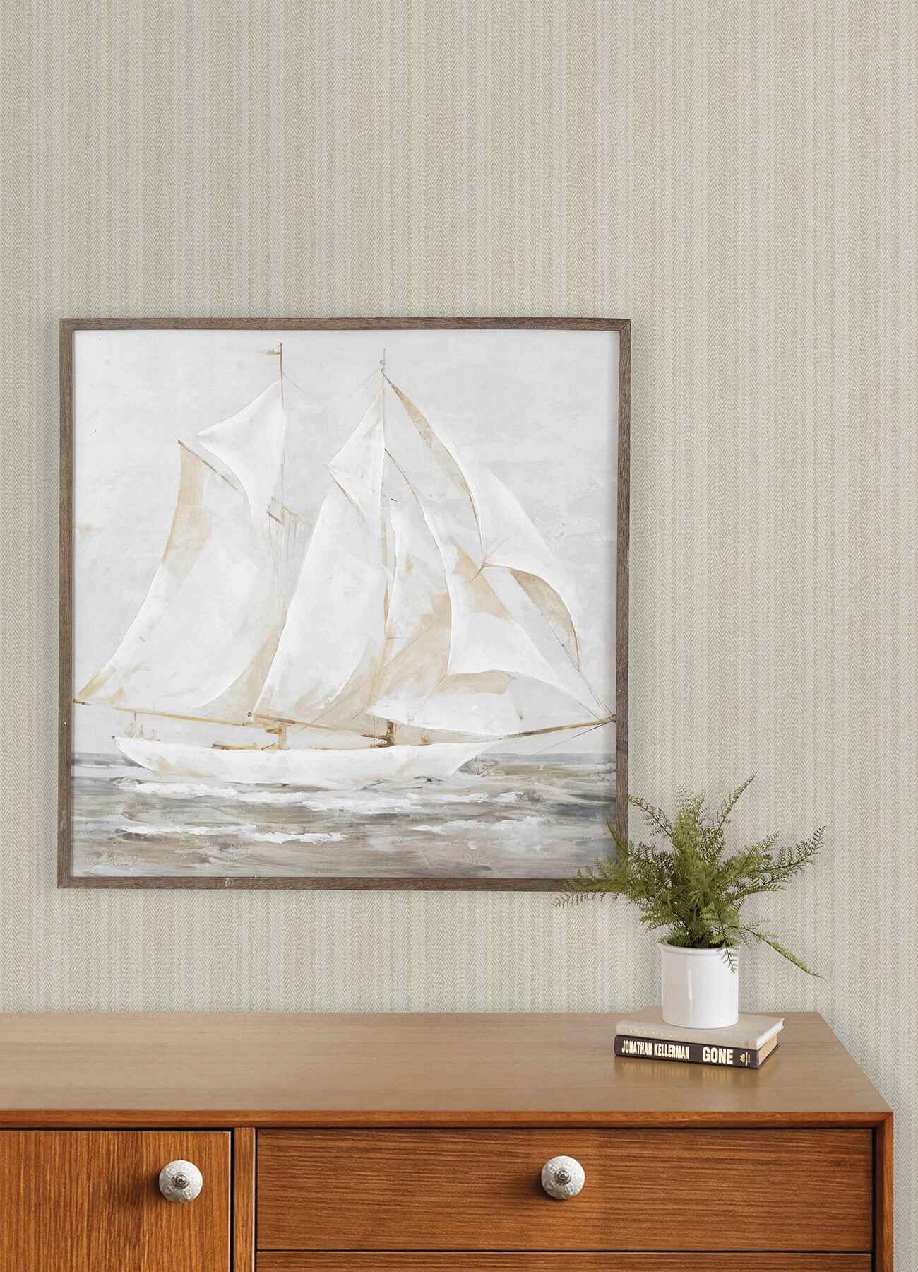 Stokes Beige Chevron Stripe Wallpaper - York Wallcoverings - 4192-83445 - York Wallcoverings Wallpaper