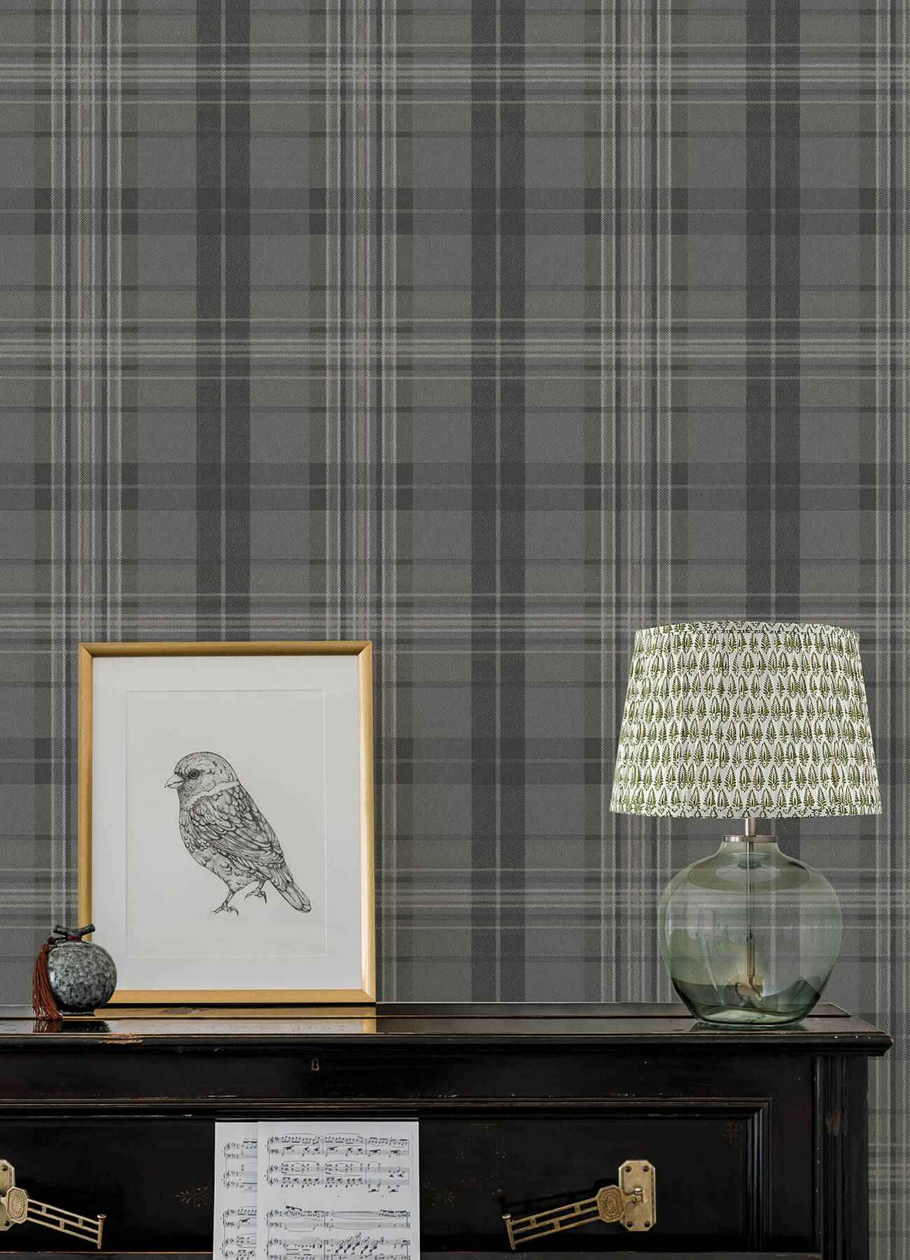 Austin Charcoal Plaid Wallpaper - York Wallcoverings - 4192-330215 - York Wallcoverings Wallpaper