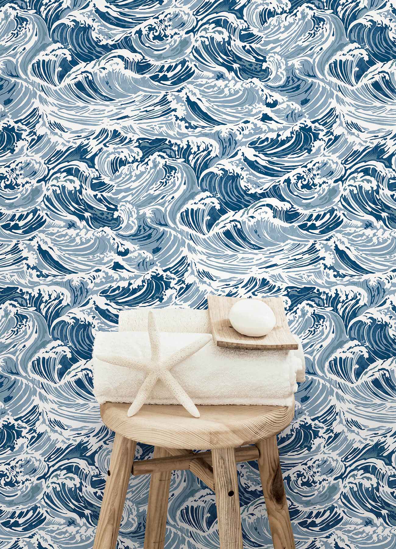 Crashing Waves Navy Peel and Stick Wallpaper - York Wallcoverings - NUS6629 - York Wallcoverings Wallpaper
