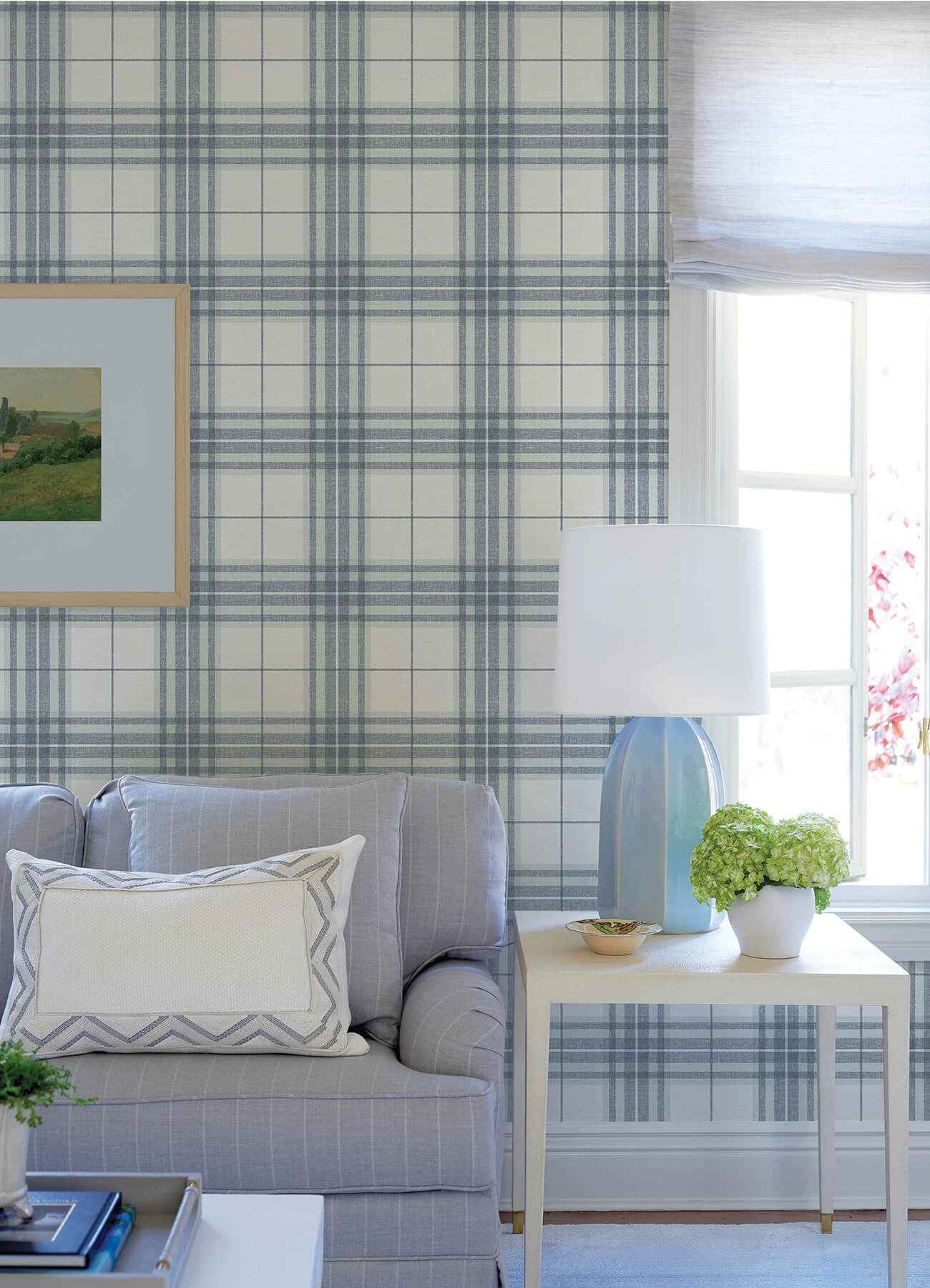 Cabin Check Blue Plaid Wallpaper - York Wallcoverings - 4192-27692 - York Wallcoverings Wallpaper