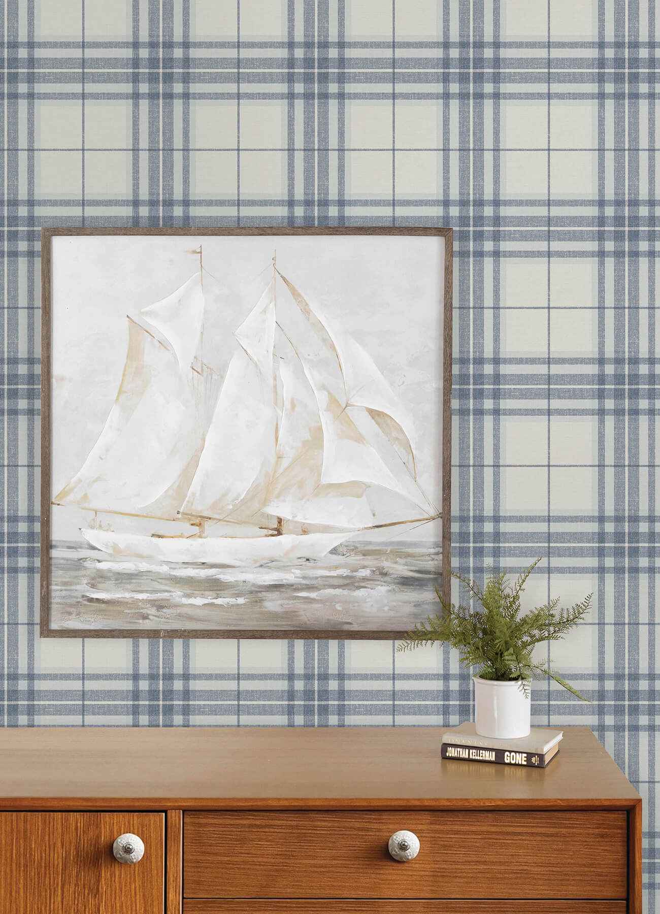 Cabin Check Blue Plaid Wallpaper - York Wallcoverings - 4192-27692 - York Wallcoverings Wallpaper