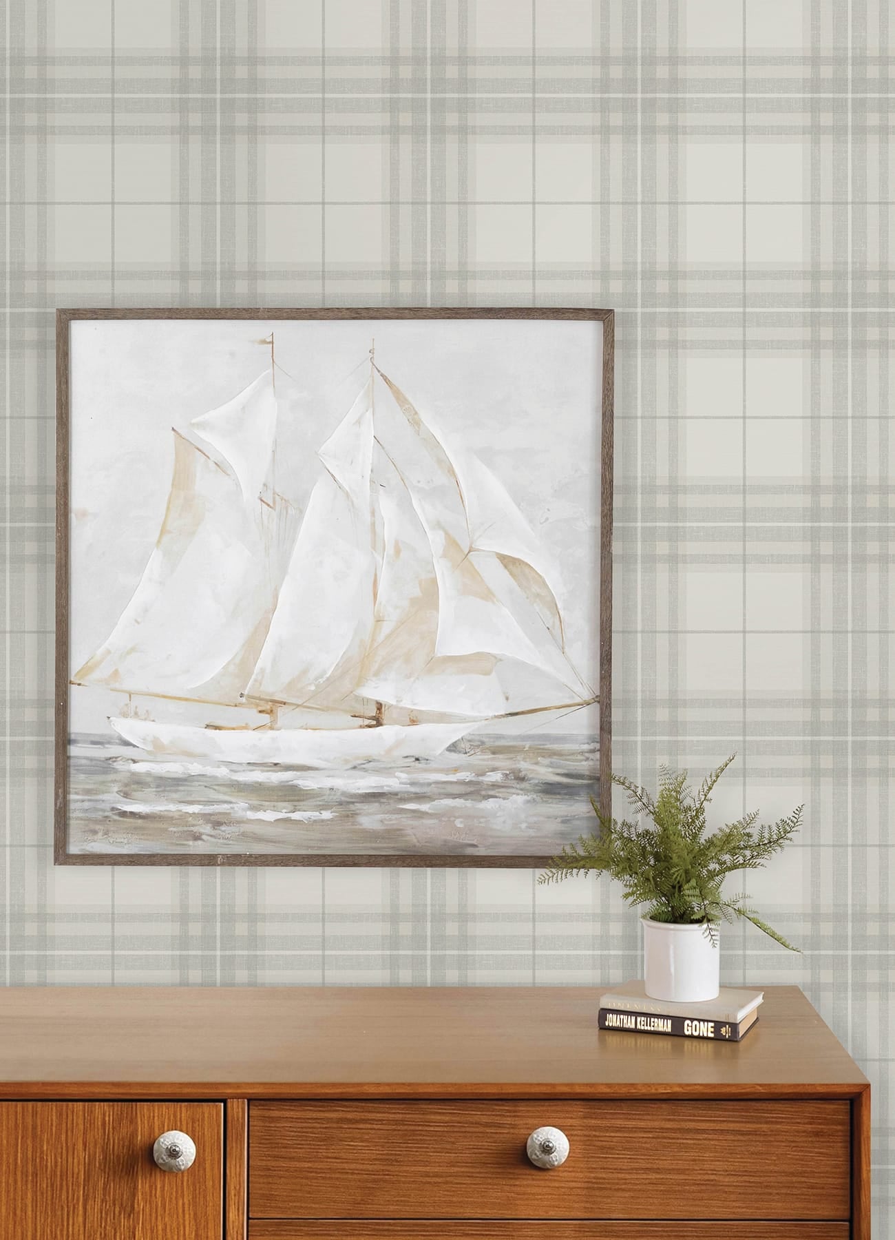 cabin-check-grey-plaid-wallpaper-york-wallcoverings-4192-27693 - York Wallpaper Wallpaper