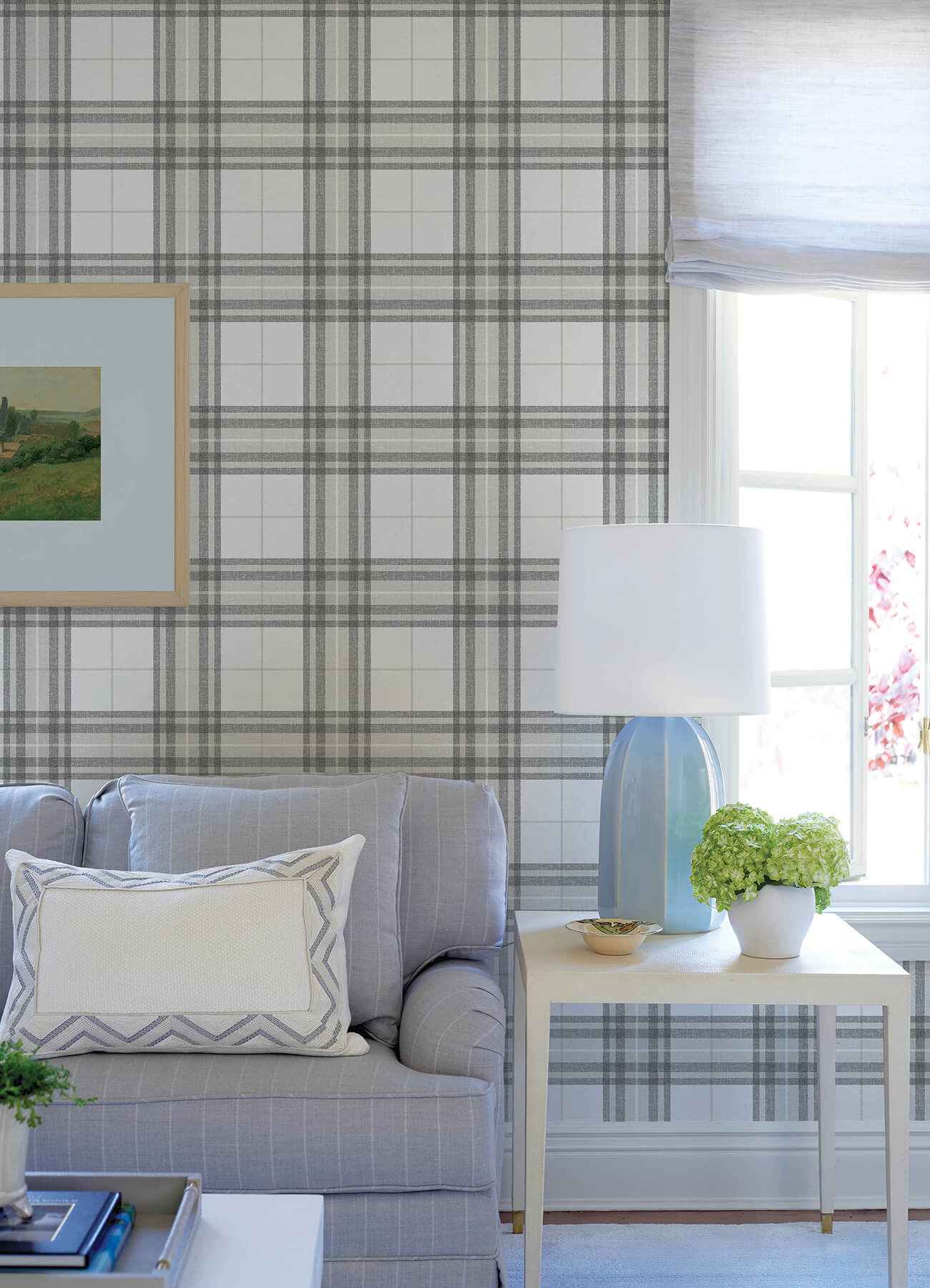 Cabin Check Charcoal Plaid Wallpaper - York Wallcoverings - 4192-27694 - York Wallcoverings Wallpaper