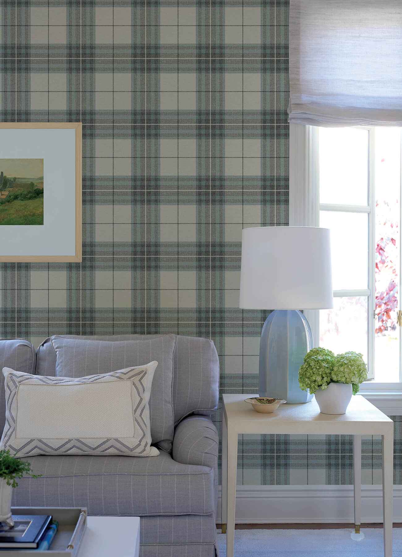Cabin Check Teal Plaid Wallpaper - York Wallcoverings - 4192-27695 - York Wallcoverings Wallpaper
