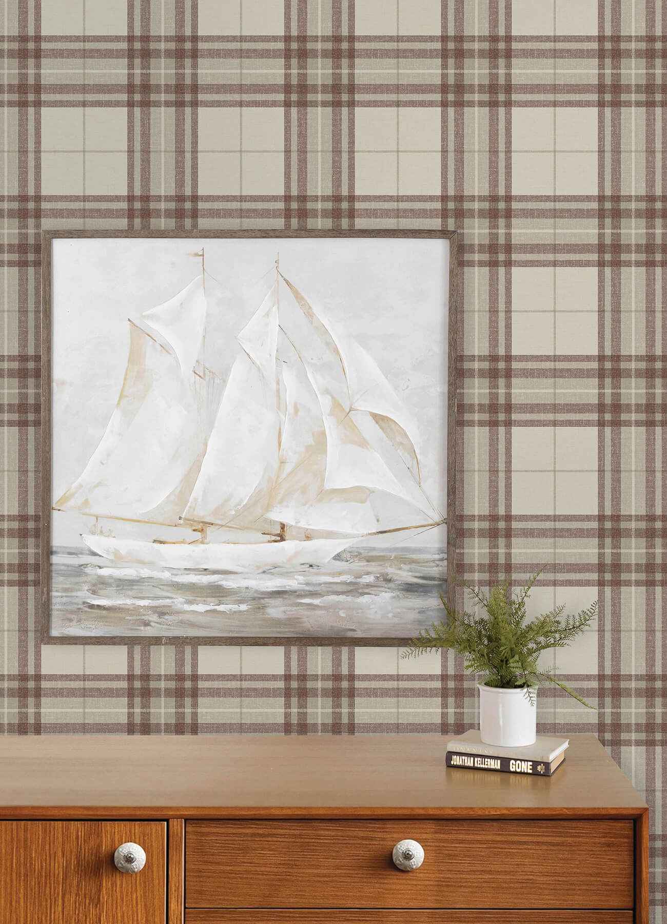 Cabin Check Rust Plaid Wallpaper - York Wallcoverings - 4192-27696 - York Wallcoverings Wallpaper