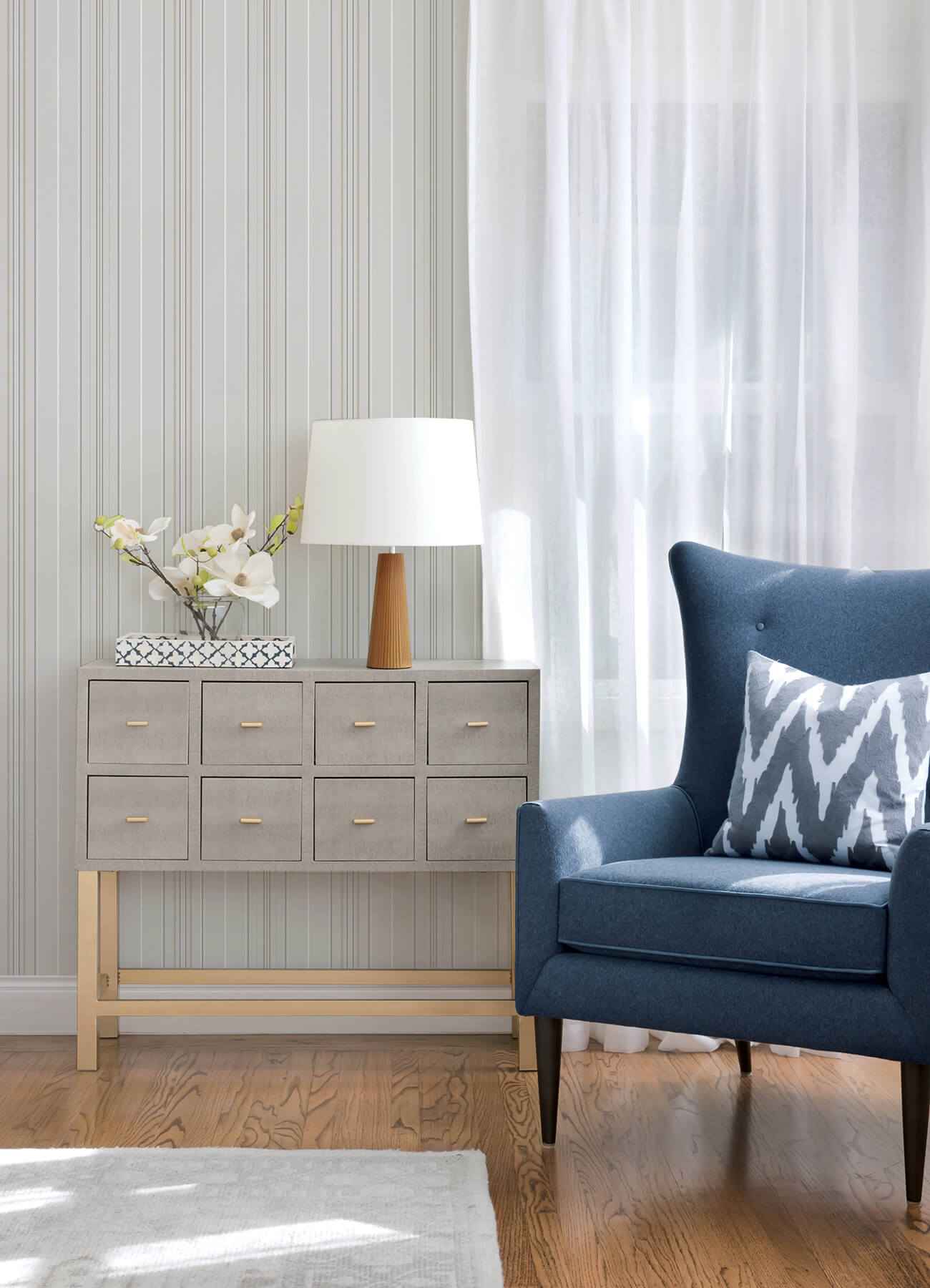 Lascelle Light Grey Modern Pinstripe Wallpaper - York Wallcoverings - 4192-83451 - York Wallcoverings Wallpaper