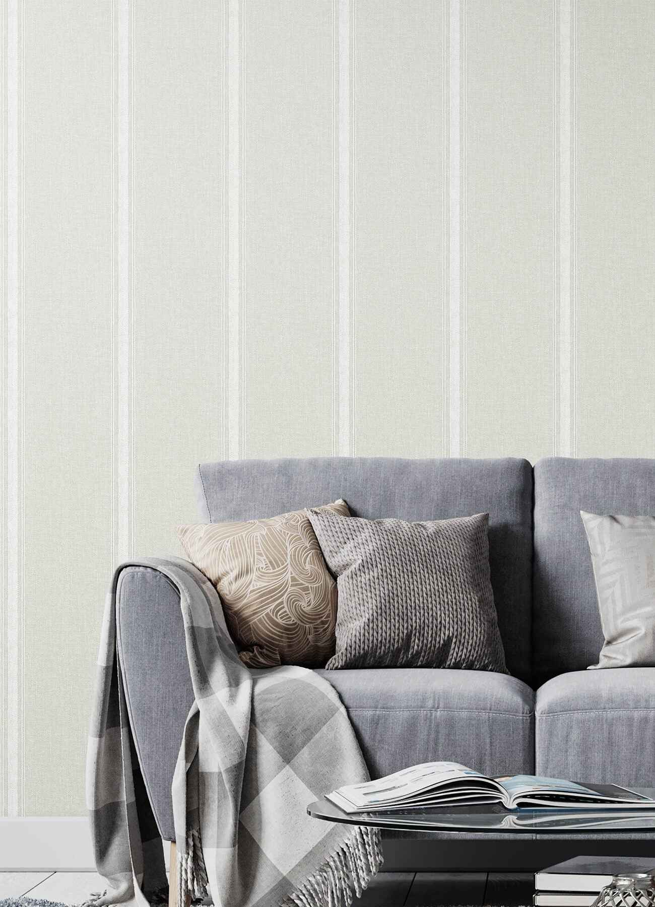 Linette Beige Fabric Stripe Wallpaper - York Wallcoverings - 4192-70070 - York Wallcoverings Wallpaper