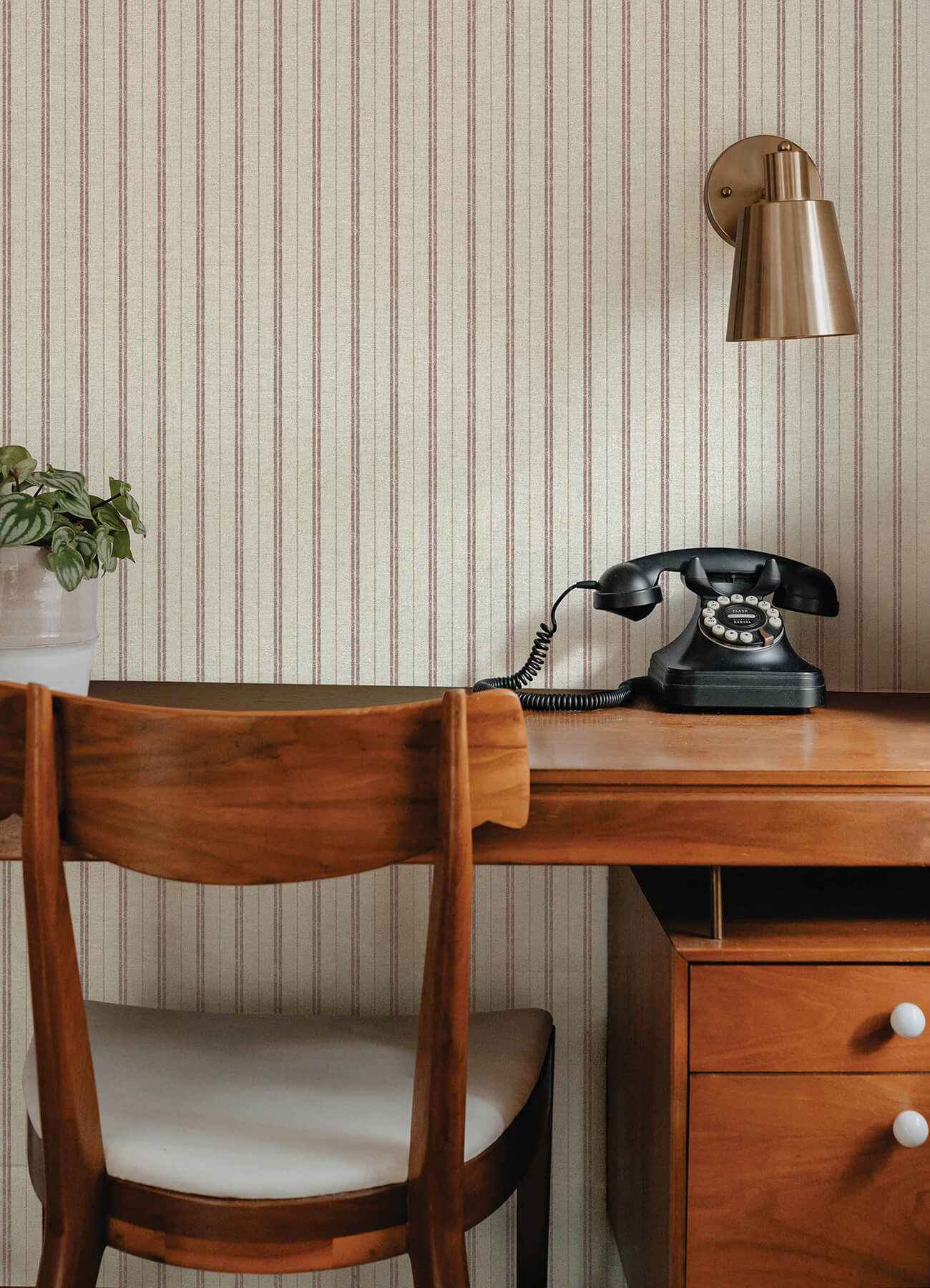 Harville Maroon Double Stripe Wallpaper - York Wallcoverings - 4192-83428 - York Wallcoverings Wallpaper