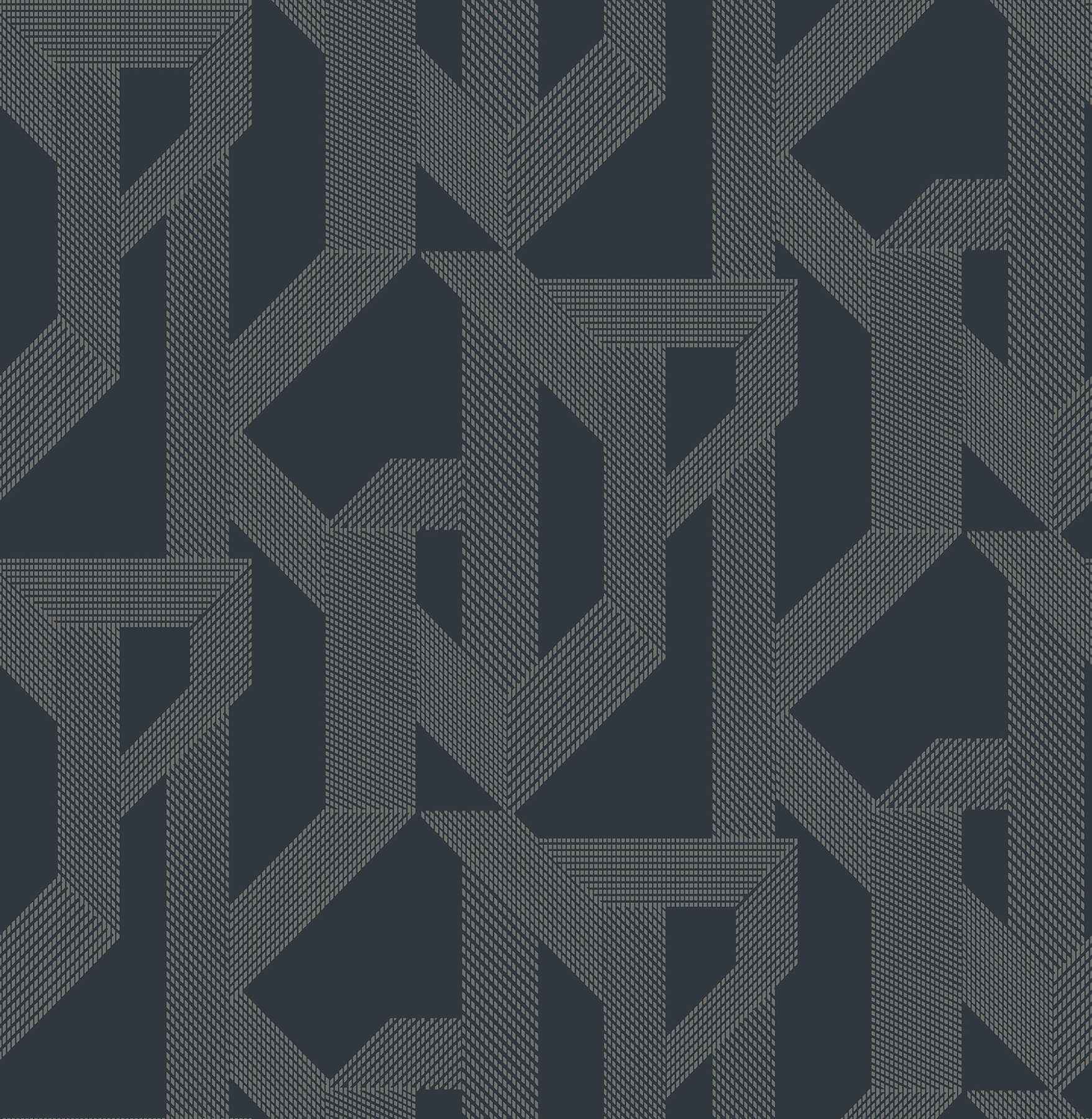 Franz Navy Geometric Wallpaper - York Wallcoverings - 4198-27802