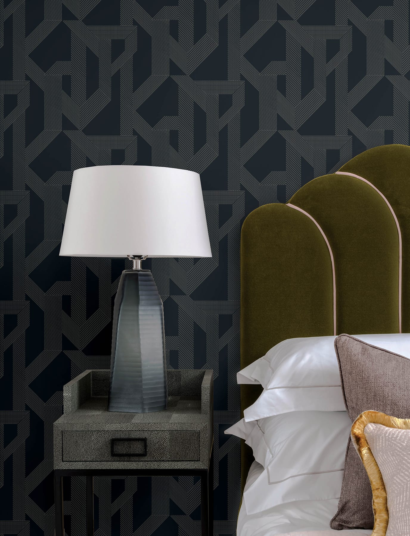 Franz Navy Geometric Wallpaper - York Wallcoverings - 4198-27802 - York Wallcoverings Wallpaper