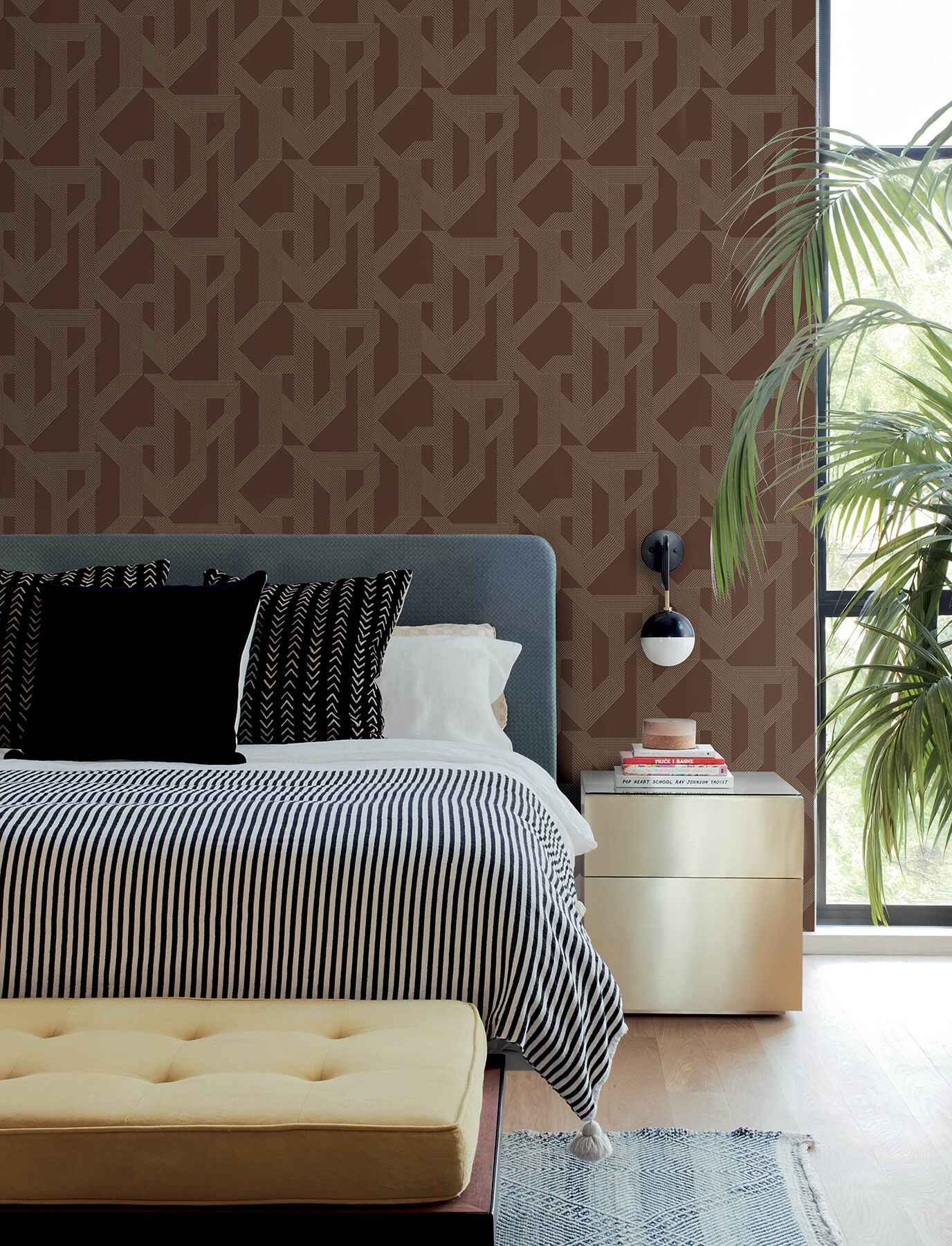 Franz Maroon Geometric Wallpaper - York Wallcoverings - 4198-27804 - York Wallcoverings Wallpaper