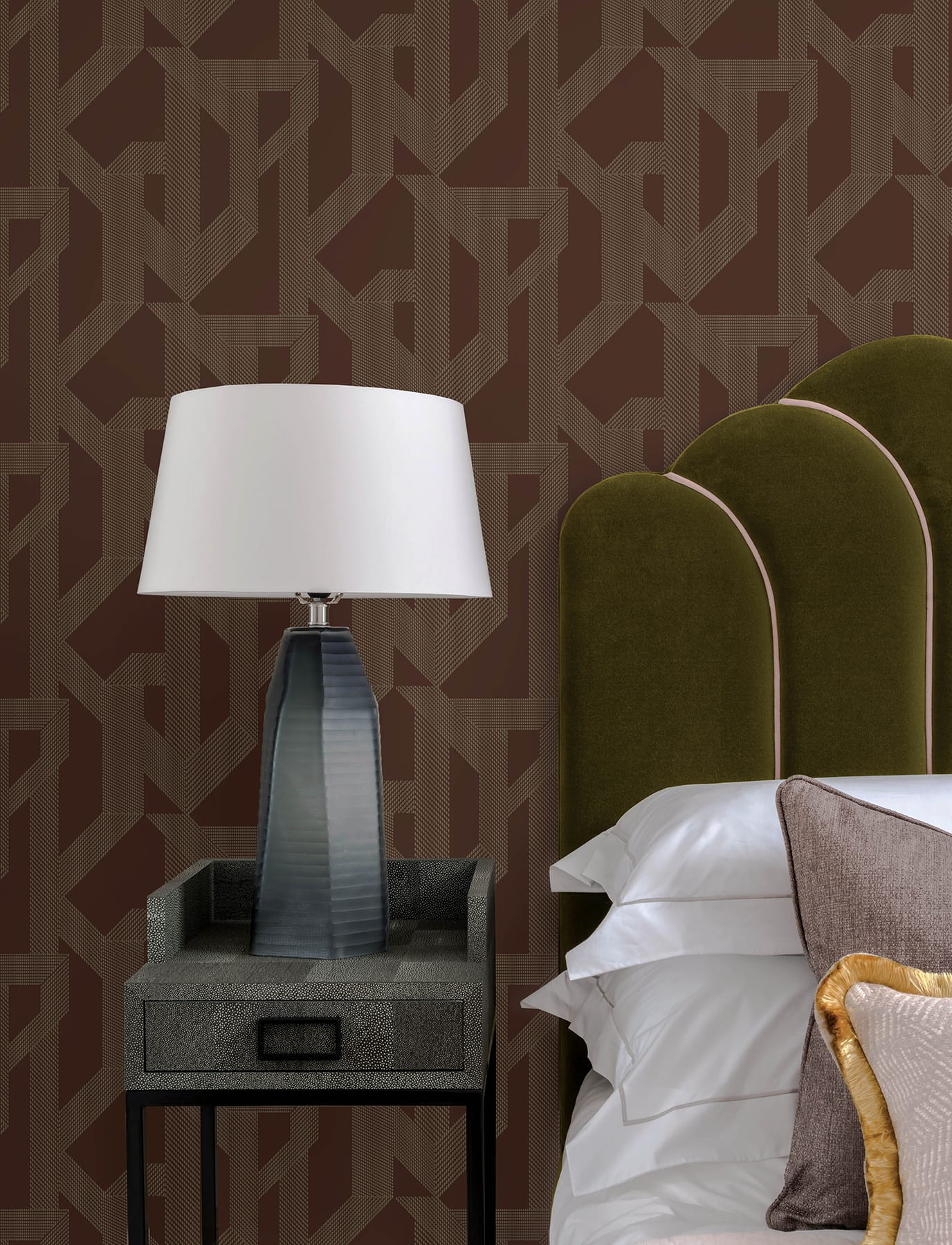 Franz Maroon Geometric Wallpaper - York Wallcoverings - 4198-27804 - York Wallcoverings Wallpaper