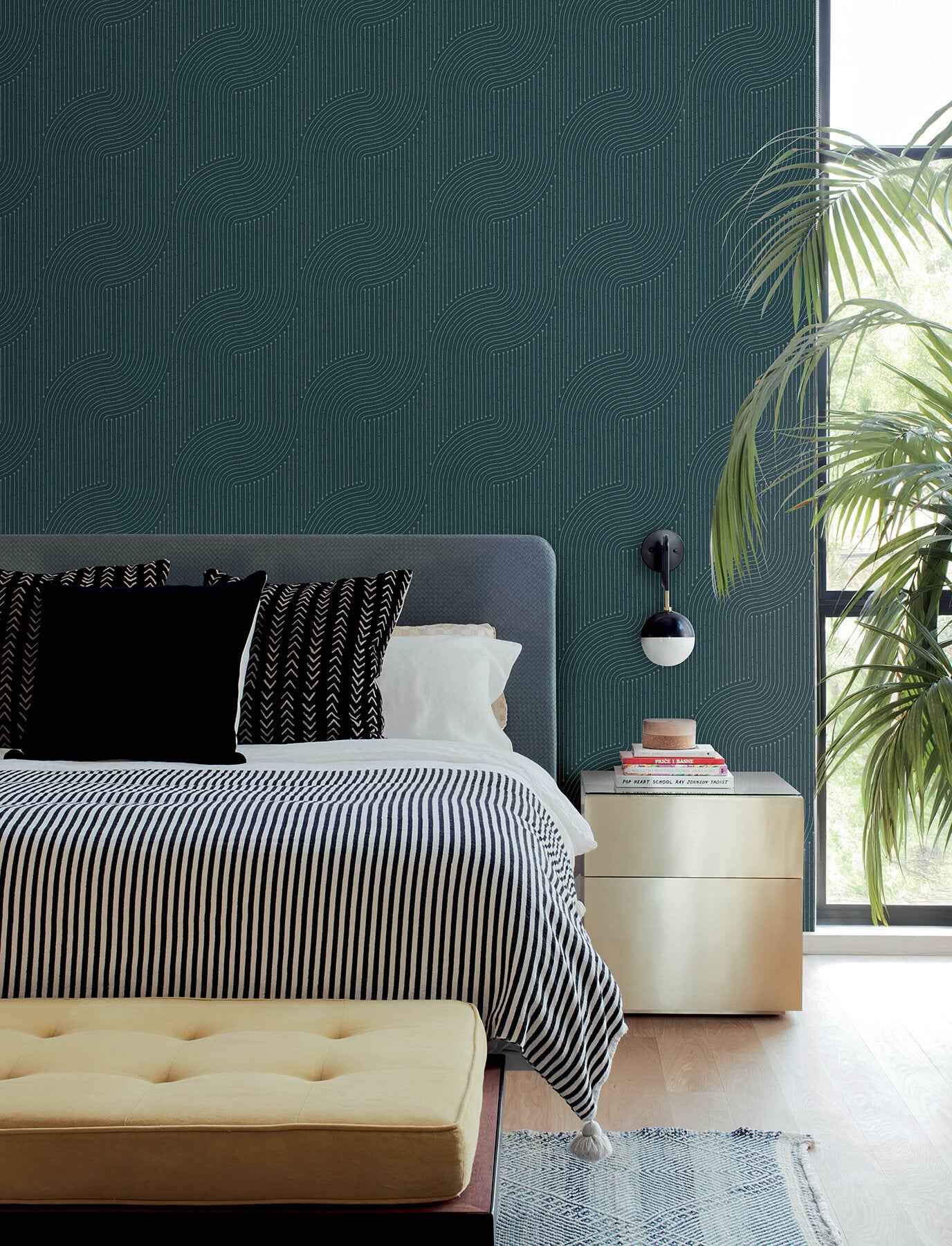 Braddock Teal Rhythmic Flow Wallpaper - York Wallcoverings - 4198-27806 - York Wallcoverings Wallpaper