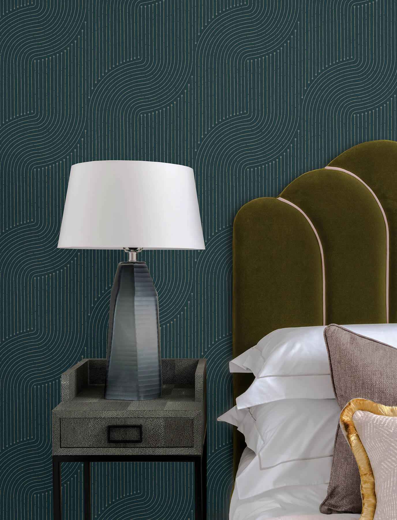 Braddock Teal Rhythmic Flow Wallpaper - York Wallcoverings - 4198-27806 - York Wallcoverings Wallpaper