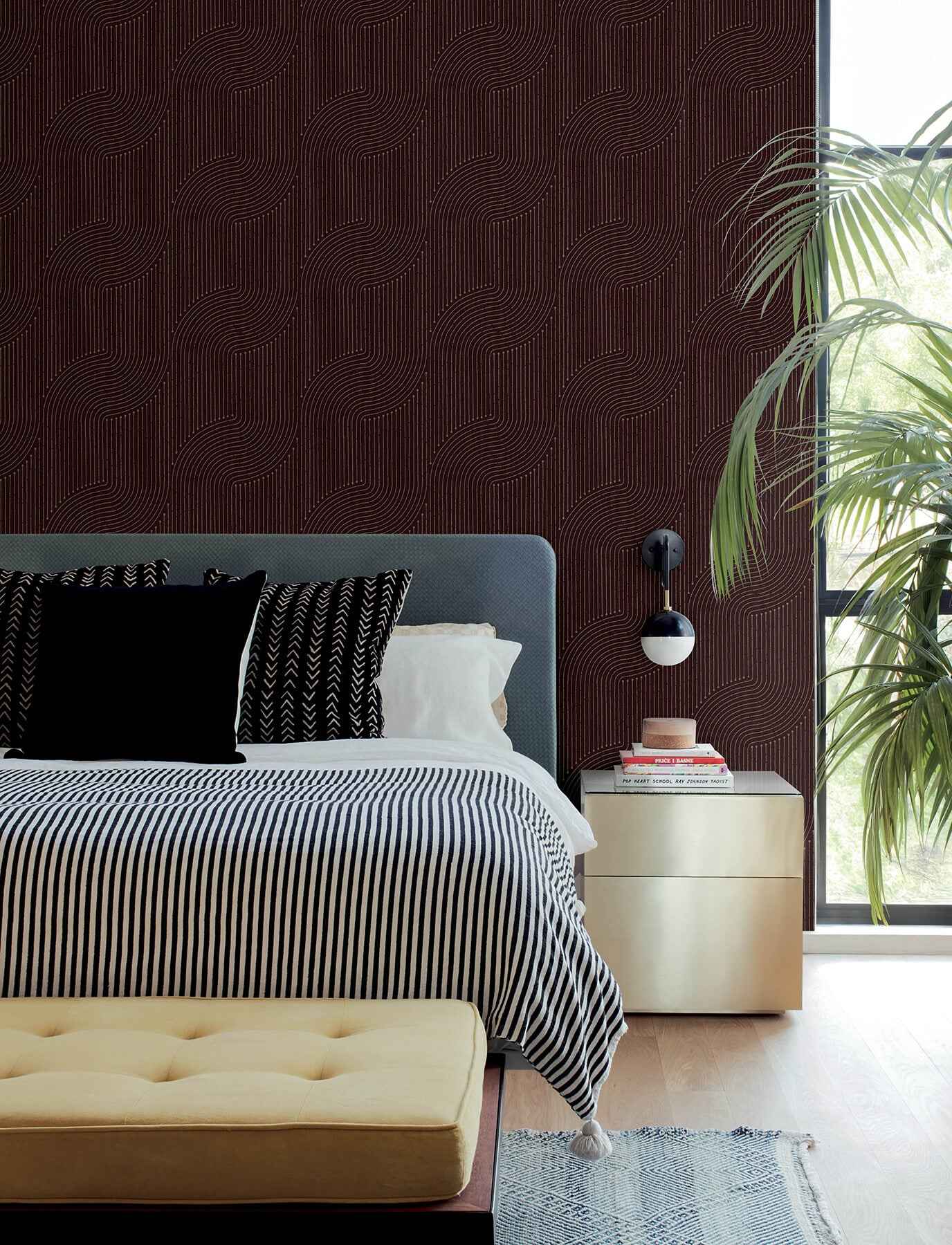 Braddock Merlot Rhythmic Flow Wallpaper - York Wallcoverings - 4198-27807 - York Wallcoverings Wallpaper