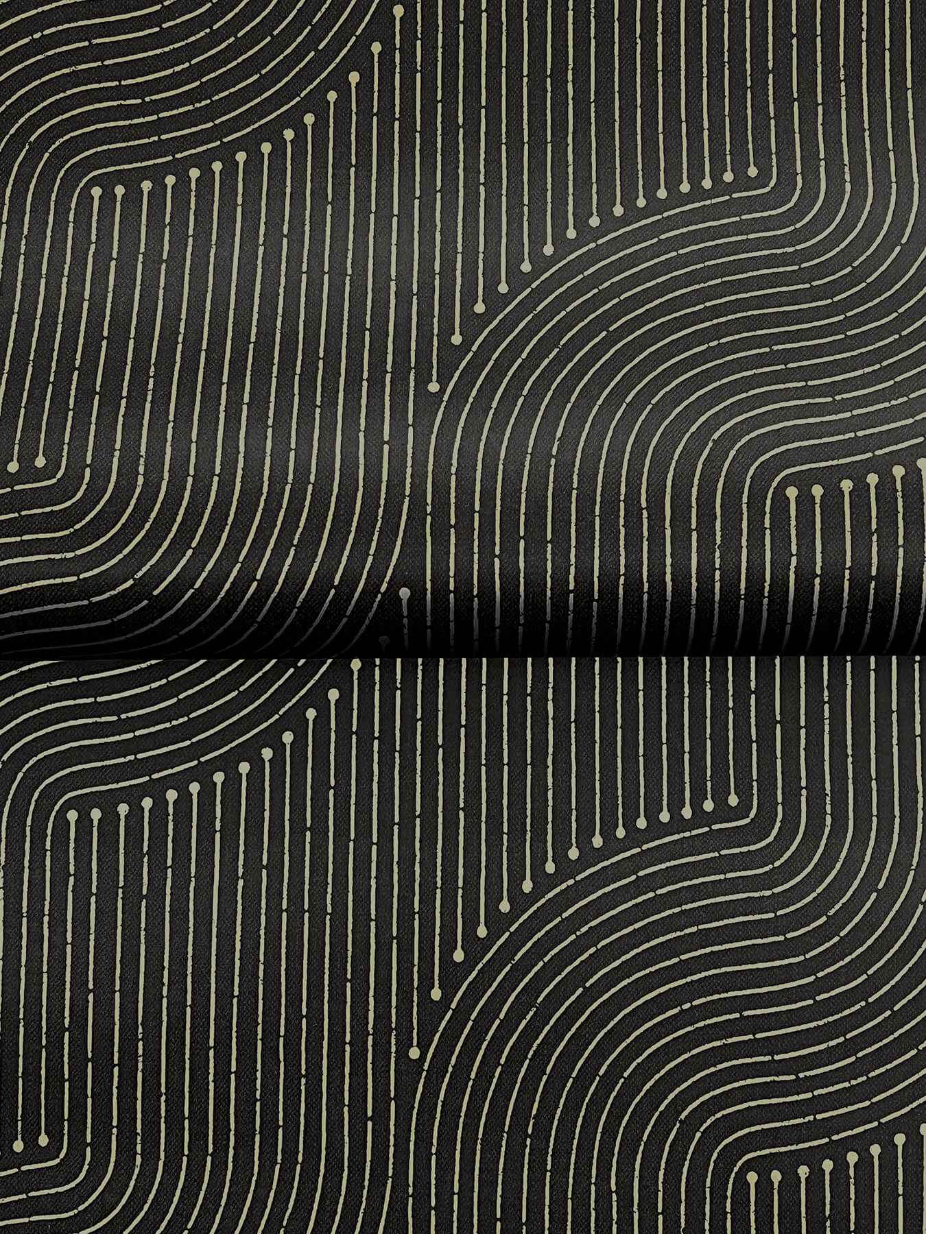 Braddock Black Rhythmic Flow Wallpaper - York Wallcoverings - 4198-27808 - York Wallcoverings Wallpaper