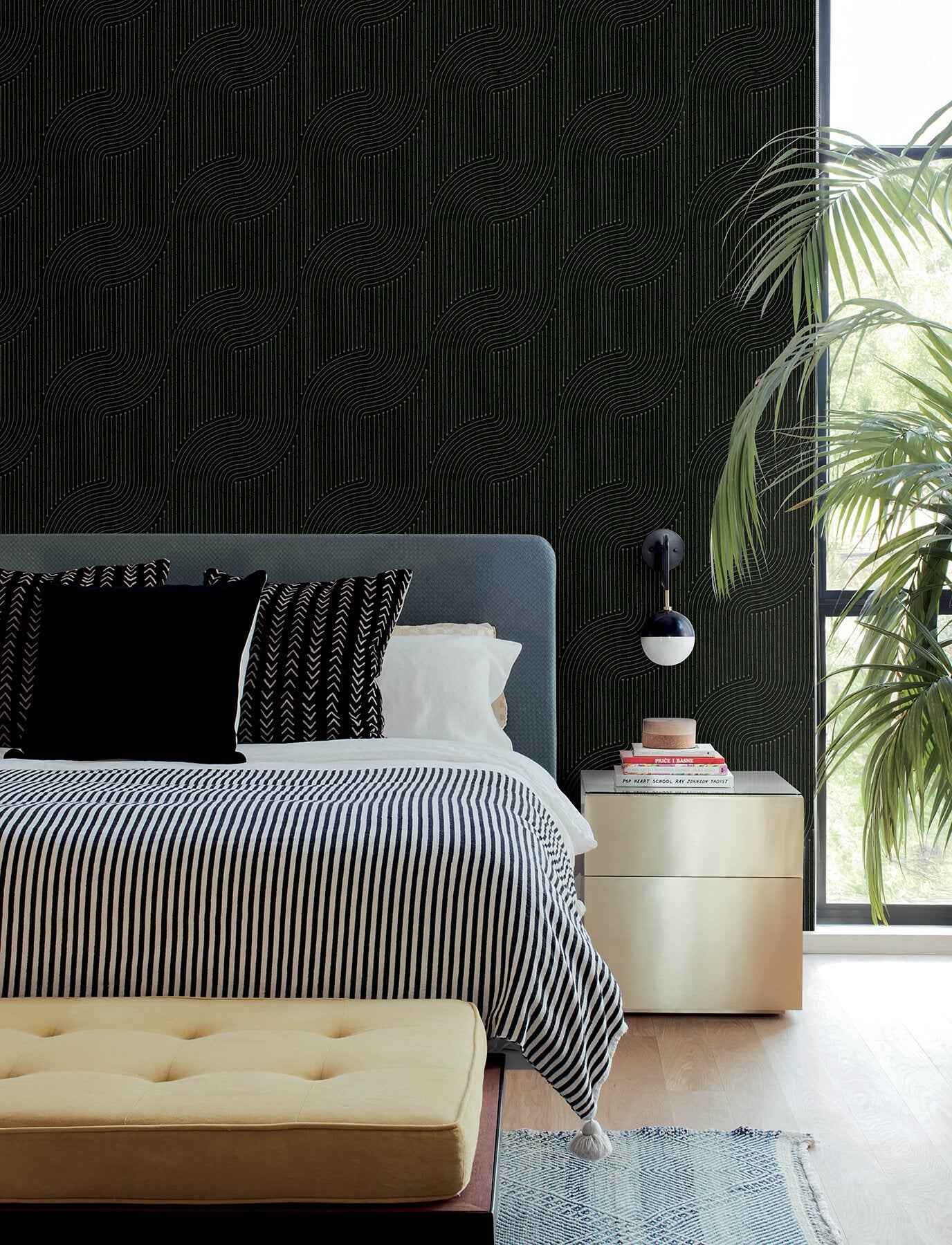 Braddock Black Rhythmic Flow Wallpaper - York Wallcoverings - 4198-27808 - York Wallcoverings Wallpaper