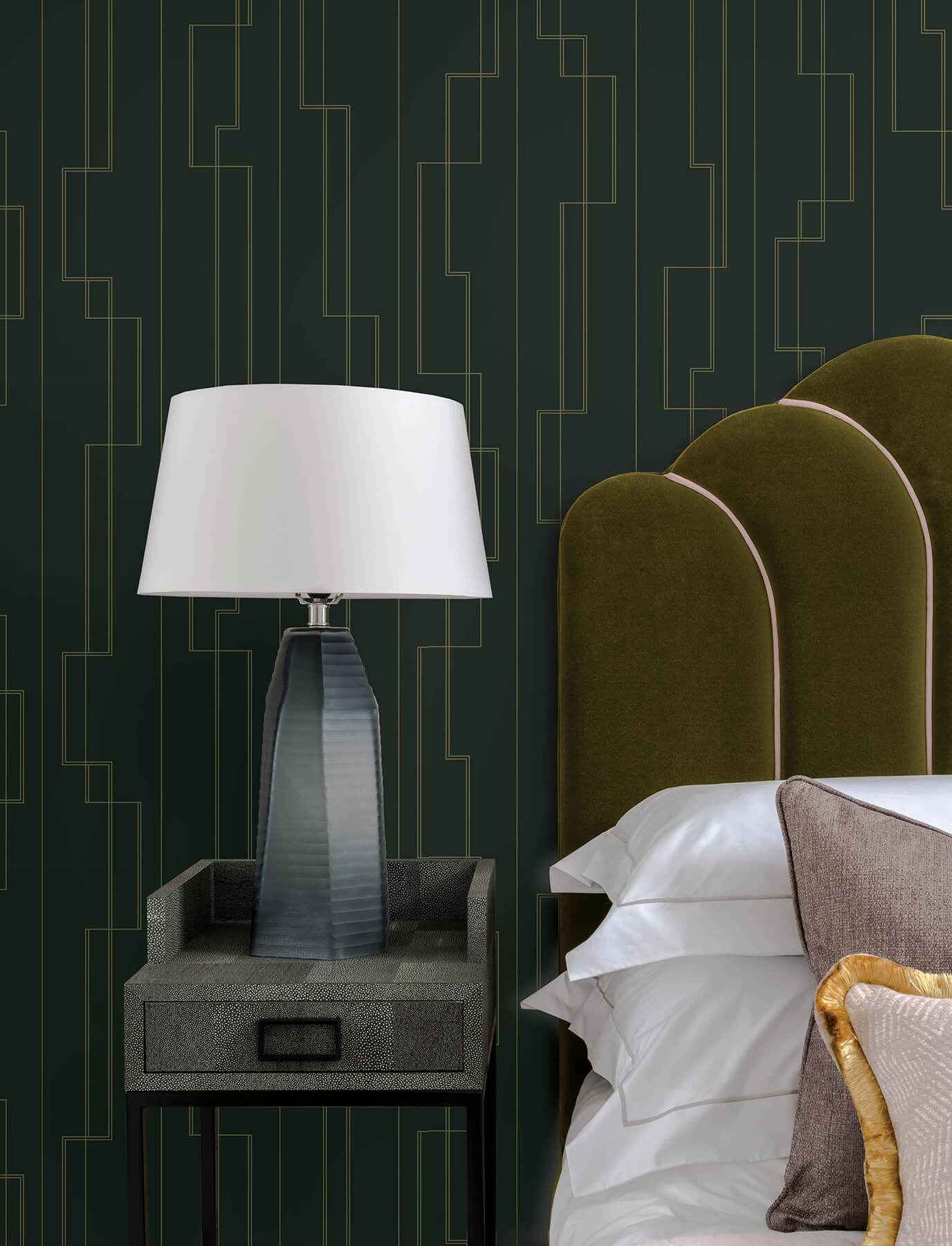 Anson Evergreen Deco Detailing Wallpaper - York Wallcoverings - 4198-27814 - York Wallcoverings Wallpaper