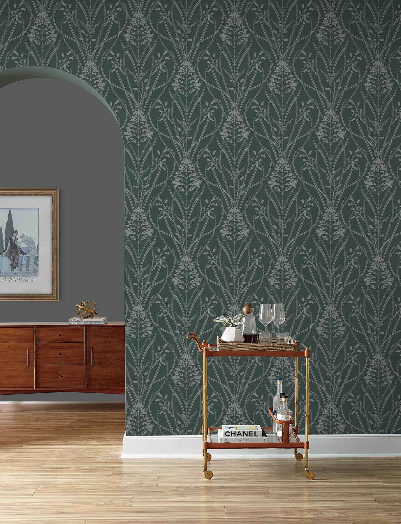 Rosalind Teal Iris Damask Wallpaper - York Wallcoverings - 4198-27820 - York Wallcoverings Wallpaper