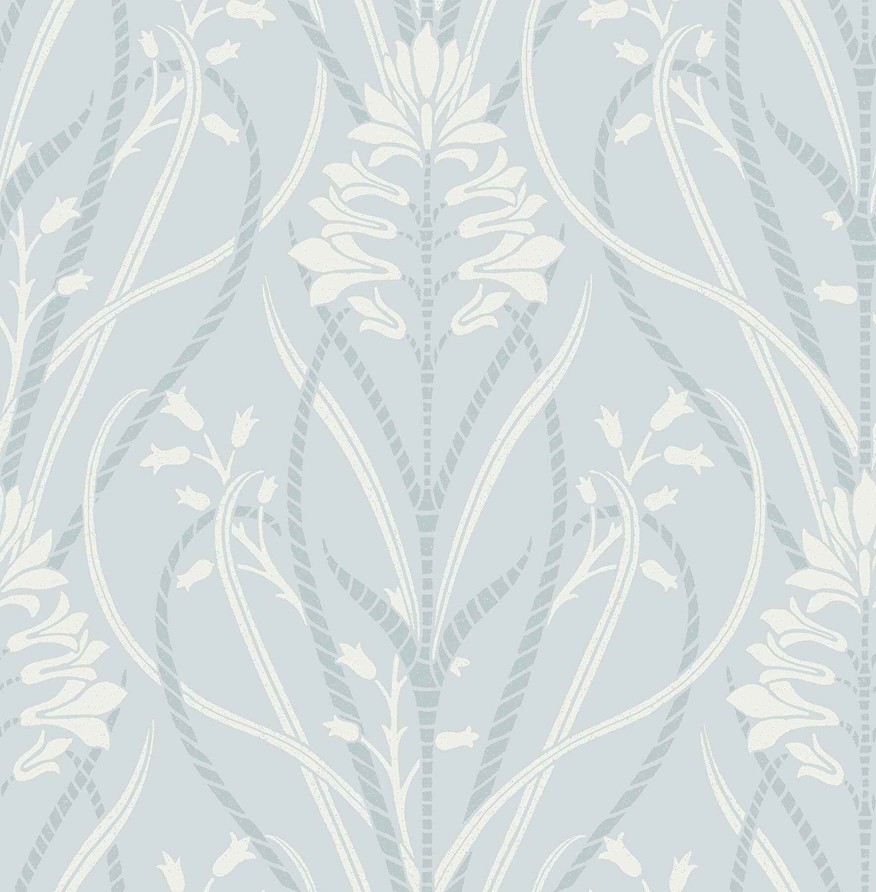Rosalind Sky Blue Iris Damask Wallpaper - York Wallcoverings - 4198-27821