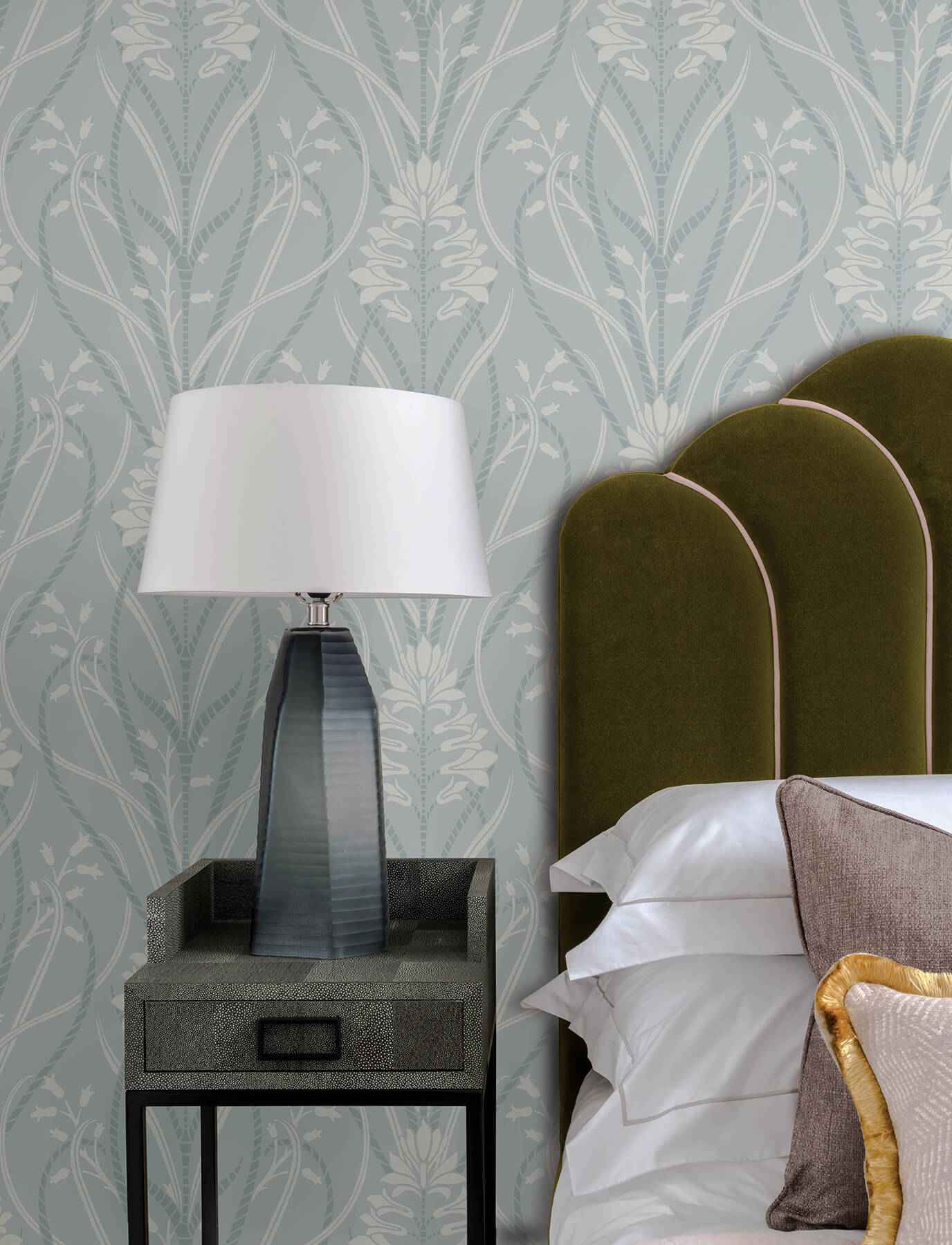 Rosalind Sky Blue Iris Damask Wallpaper - York Wallcoverings - 4198-27821 - York Wallcoverings Wallpaper