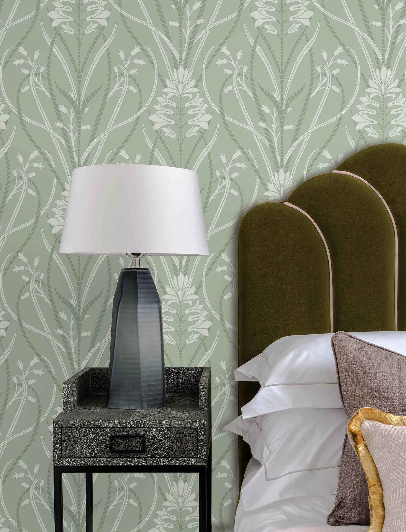 Rosalind Sage Iris Damask Wallpaper - York Wallcoverings - 4198-27822 - York Wallcoverings Wallpaper