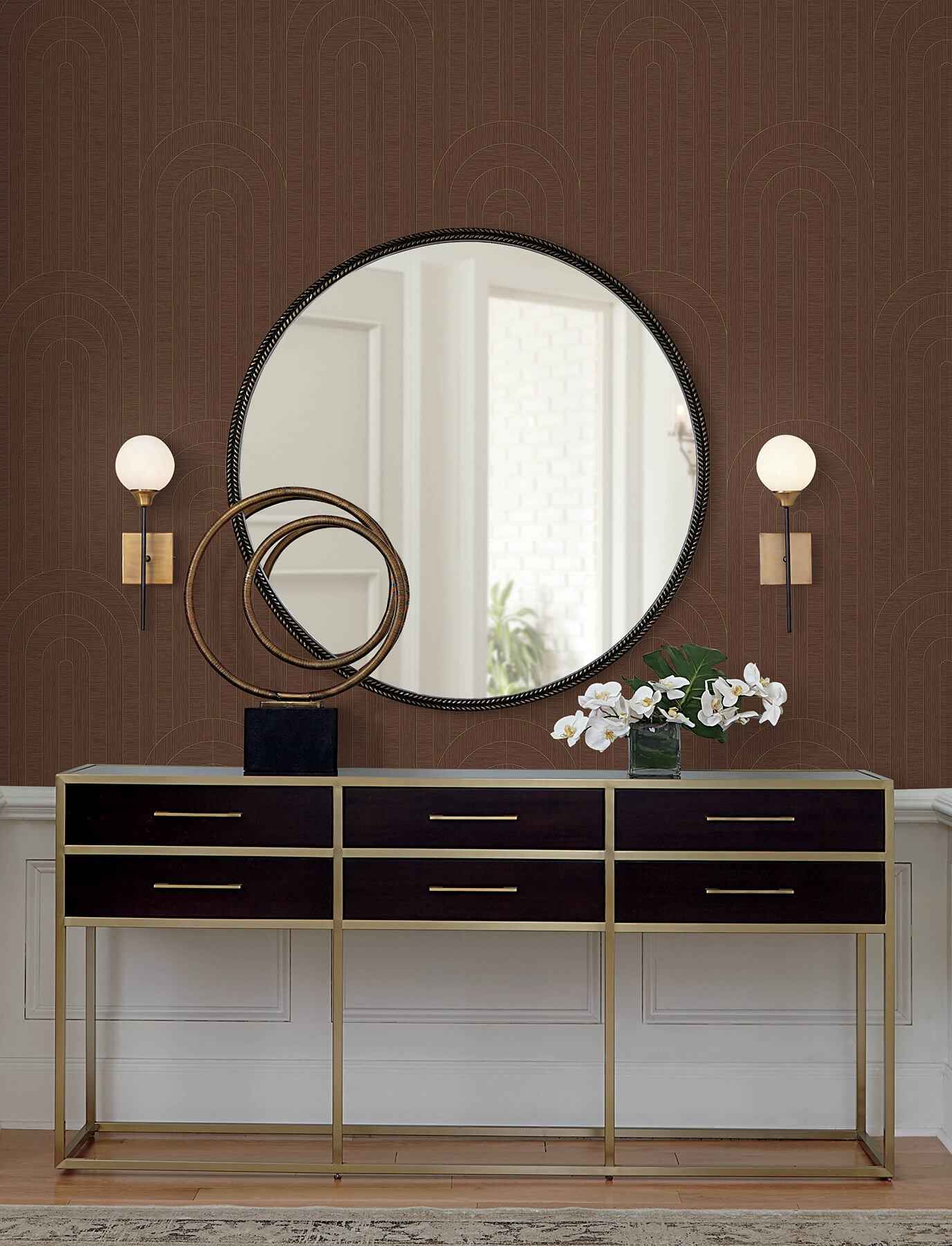 Declan Maroon Textured Arches Wallpaper - York Wallcoverings - 4198-27825 - York Wallcoverings Wallpaper