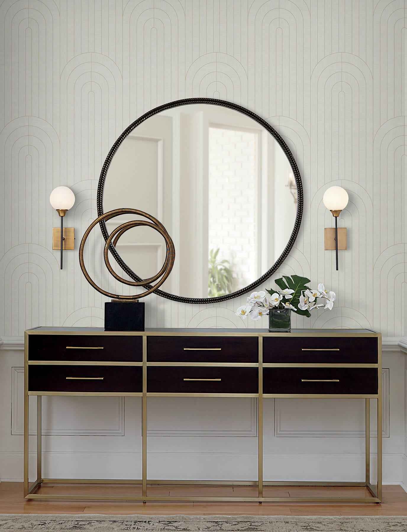Declan Ivory Textured Arches Wallpaper - York Wallcoverings - 4198-27827 - York Wallcoverings Wallpaper