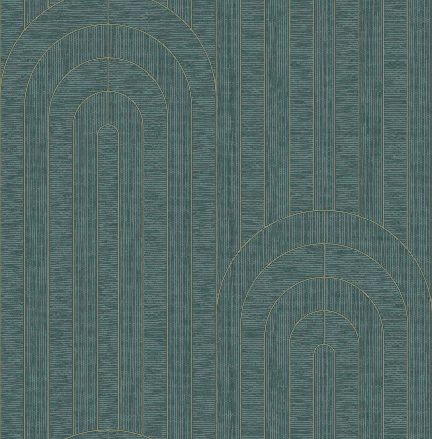 Declan Turquoise Textured Arches Wallpaper - York Wallcoverings - 4198-27828