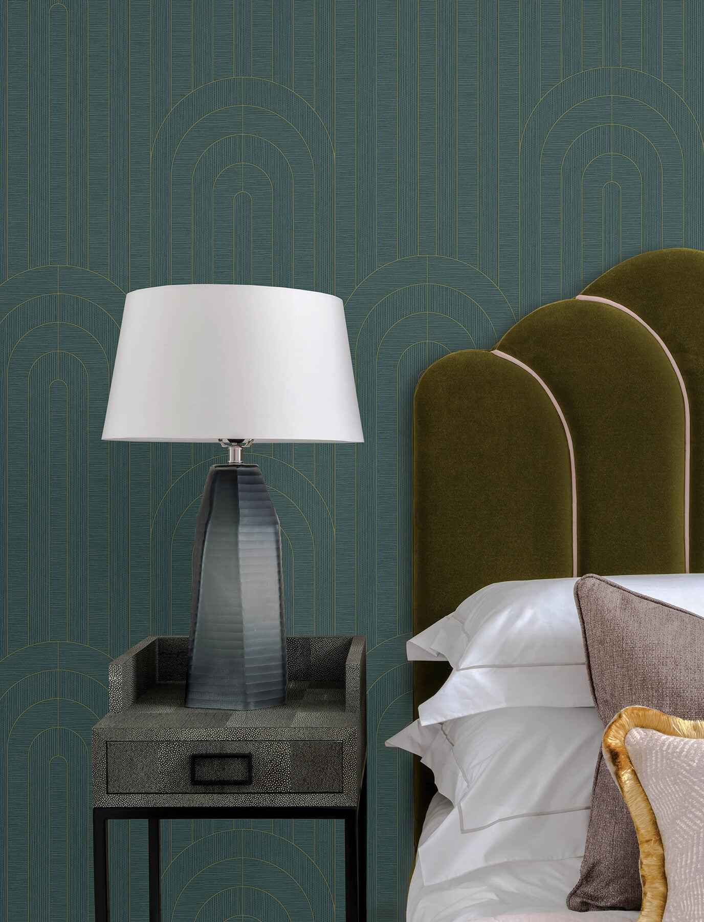 Declan Turquoise Textured Arches Wallpaper - York Wallcoverings - 4198-27828 - York Wallcoverings Wallpaper