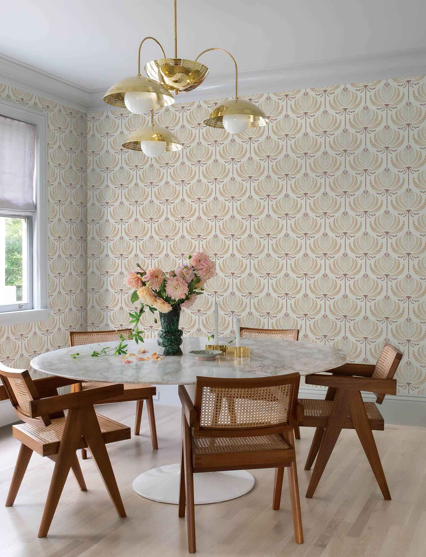 Ferrenby Apricot Floral Fan Wallpaper - York Wallcoverings - 4198-27829 - York Wallcoverings Wallpaper