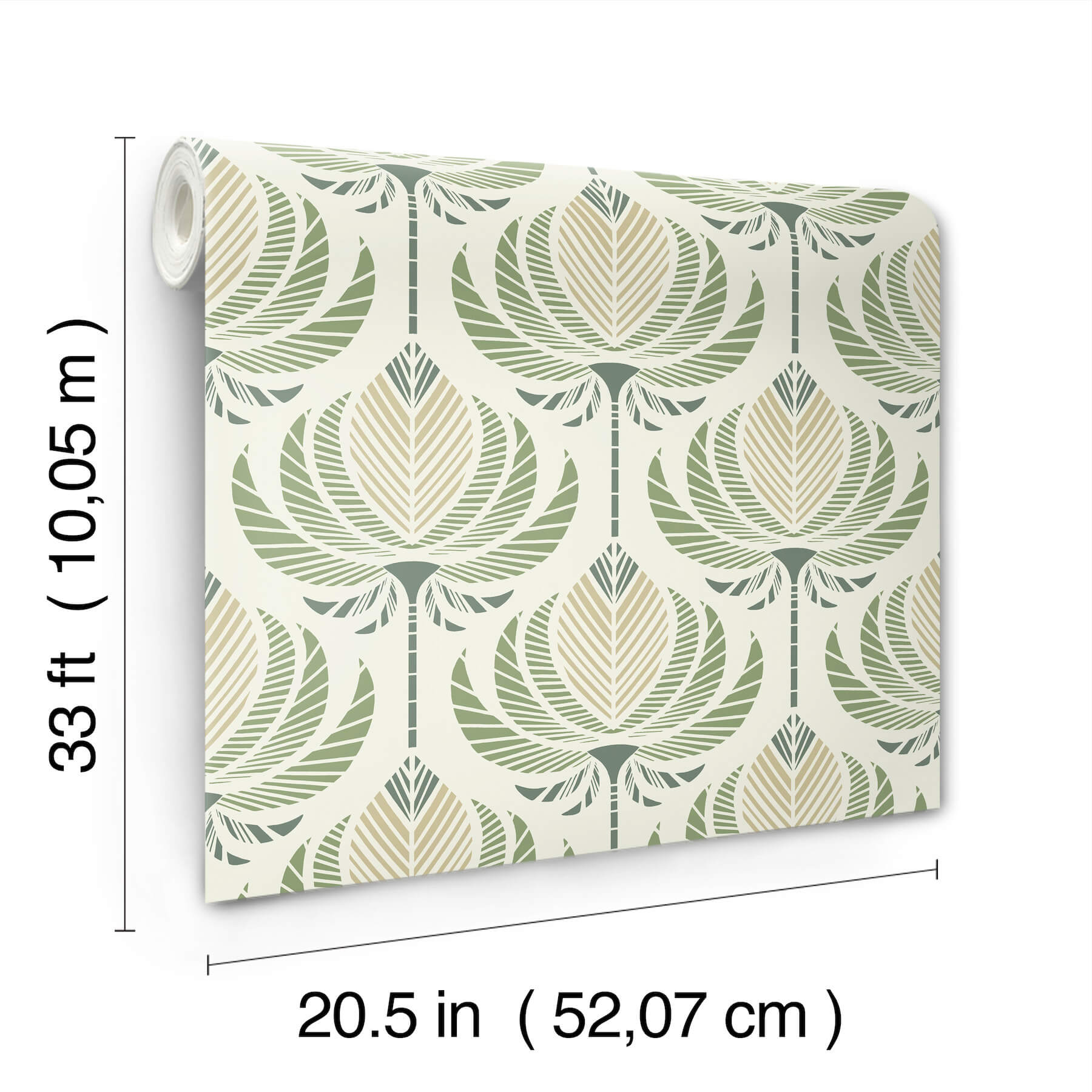 ferrenby-green-floral-fan-wallpaper-york-wallcoverings-4198-27830 - York Wallcoverings Wallpaper